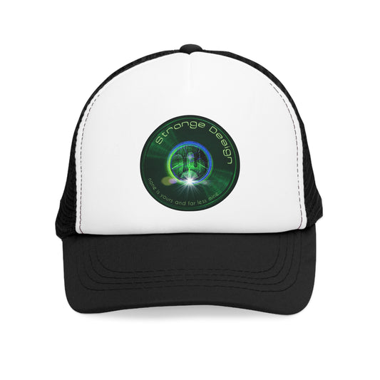 Lumpy Trucker Hat - "Strangely Designed Hat" - green donut