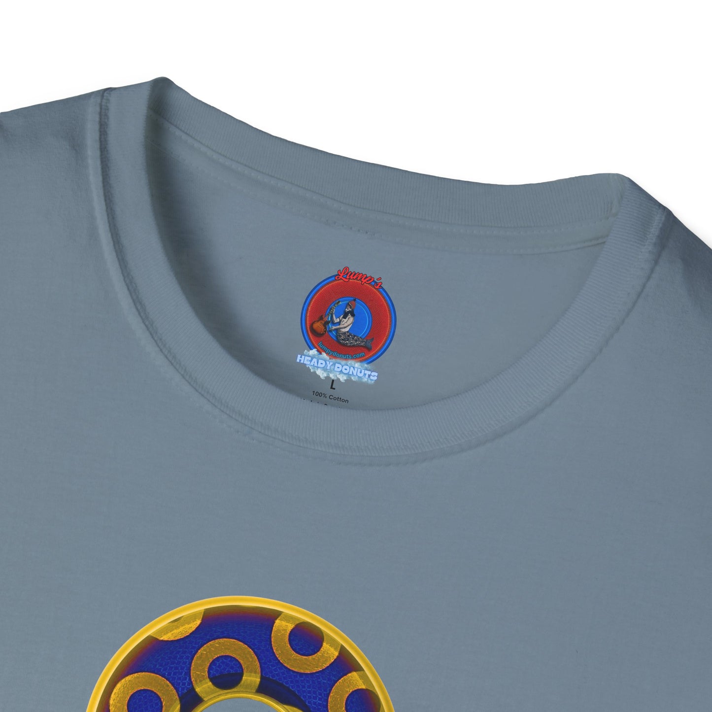 Plain Donuts/Unisex Soft-Style - "Plain Rustic Paradoxical Donuts" - yellow/dark blue donuts