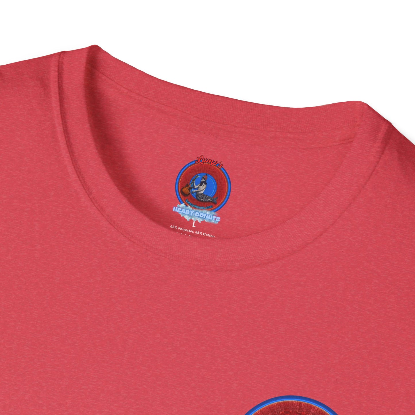 Classic Donut Tee - Unisex Soft-Style - "Graphic Translation Tee Shirt" - vivid red/blue tube donut - variant 1