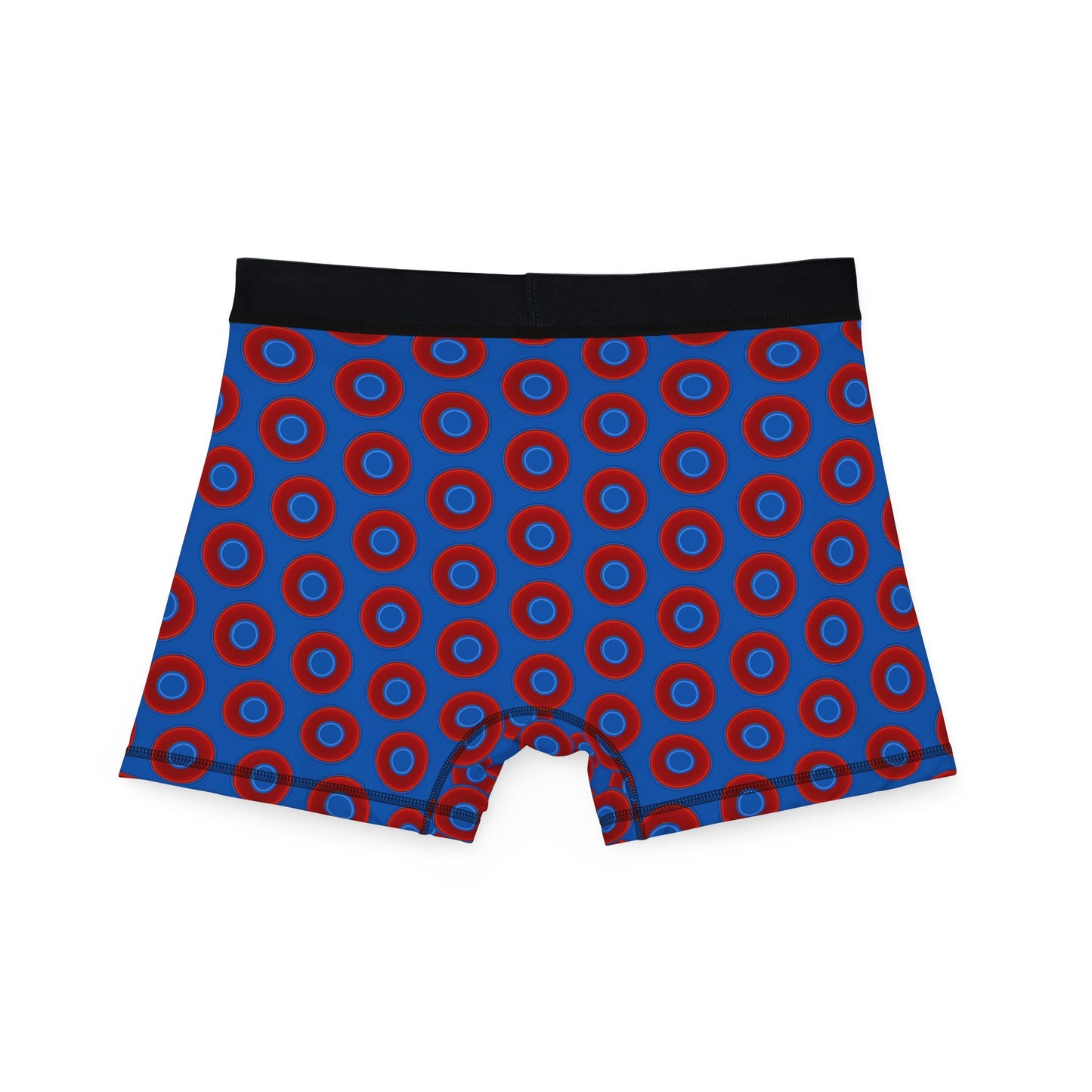 Men's Donut Boxers - red vivid donuts w/dark royal blue background