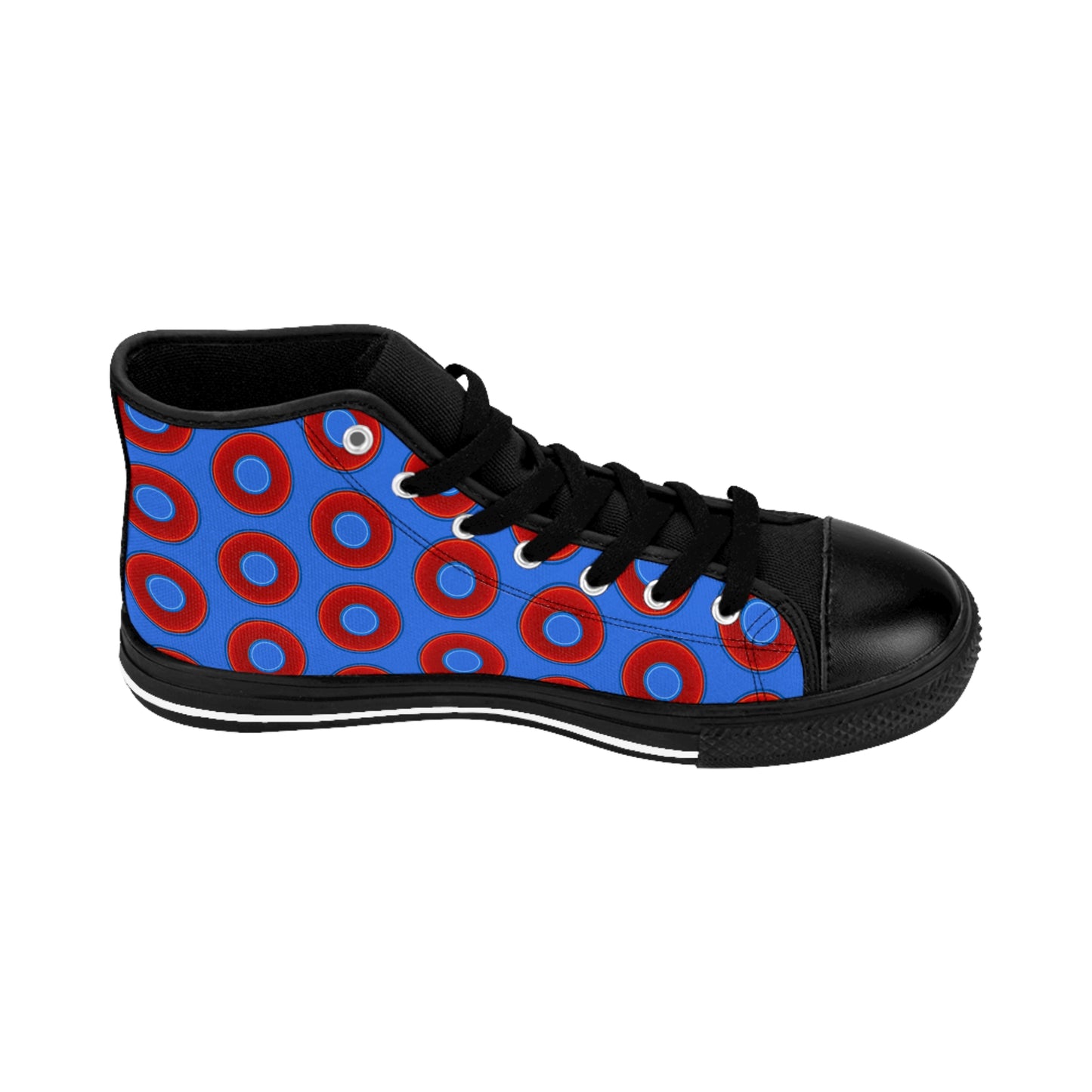 Cushiony Convectors - High Tops - red vivid donuts w/medium royal blue background