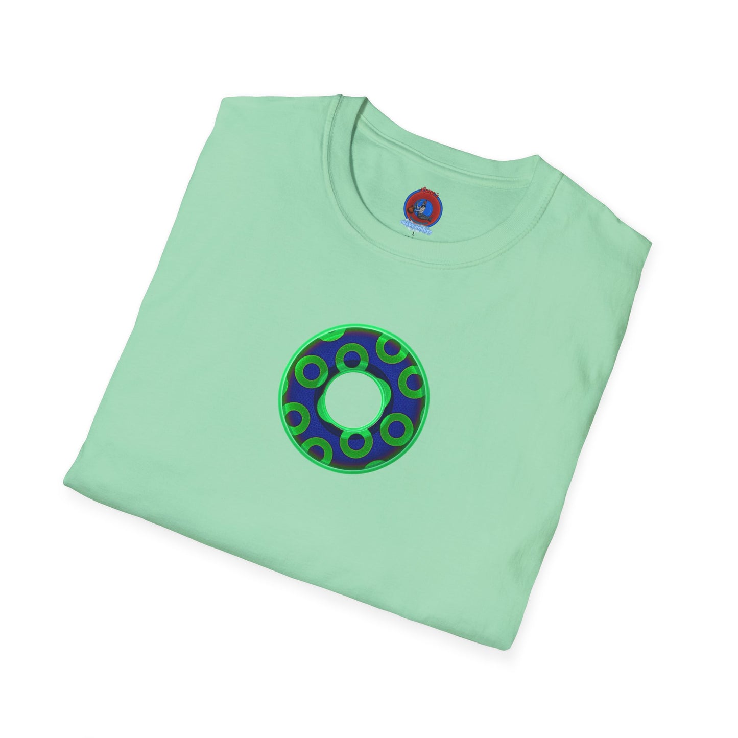 Plain Donuts/Unisex Soft-Style - "Plain Rustic Paradoxical Donuts" - light green/dark blue donuts