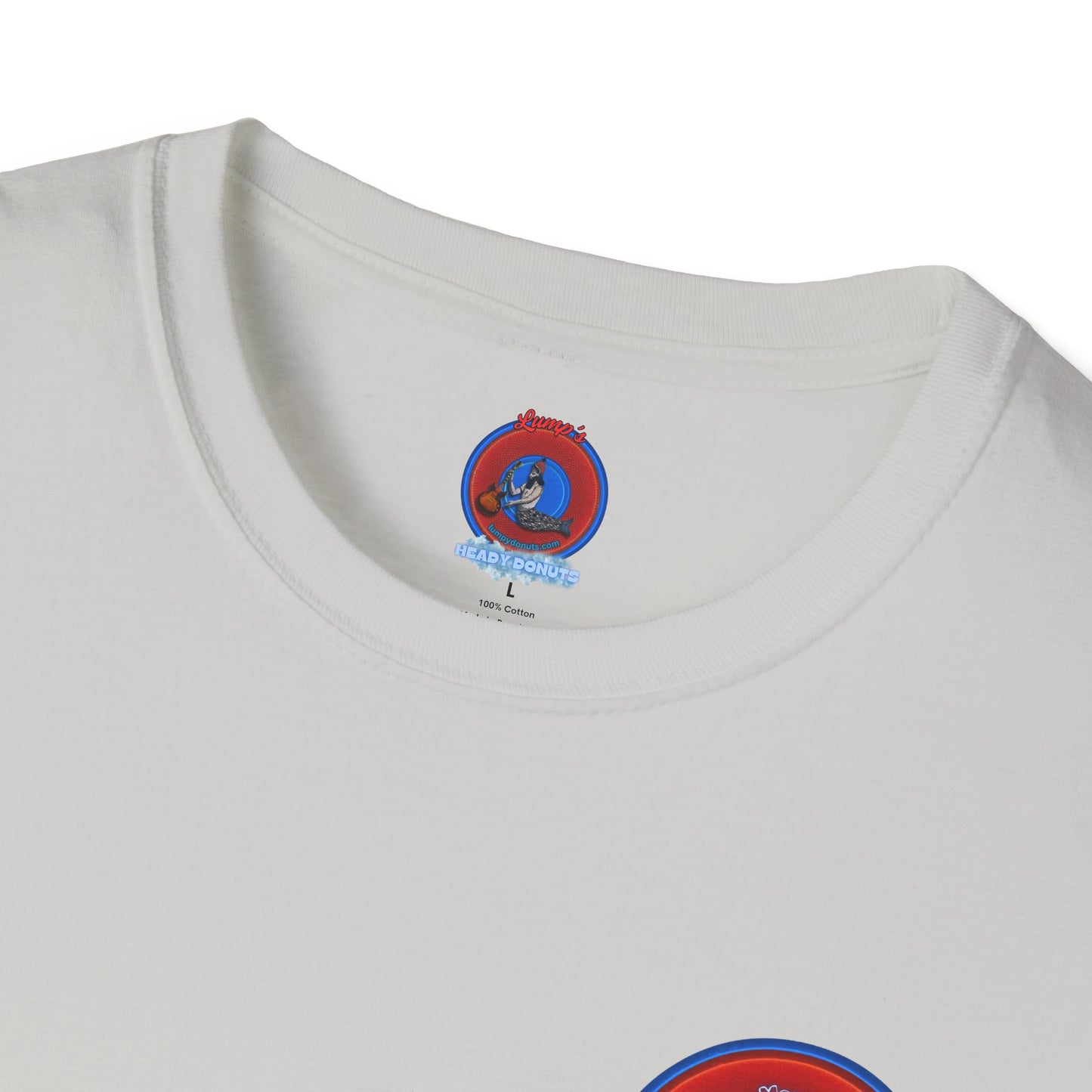 Classic Donut Tee - Unisex Soft-Style - "Phishmas Caroler's Tee " - vivid red/blue donut - variant 3
