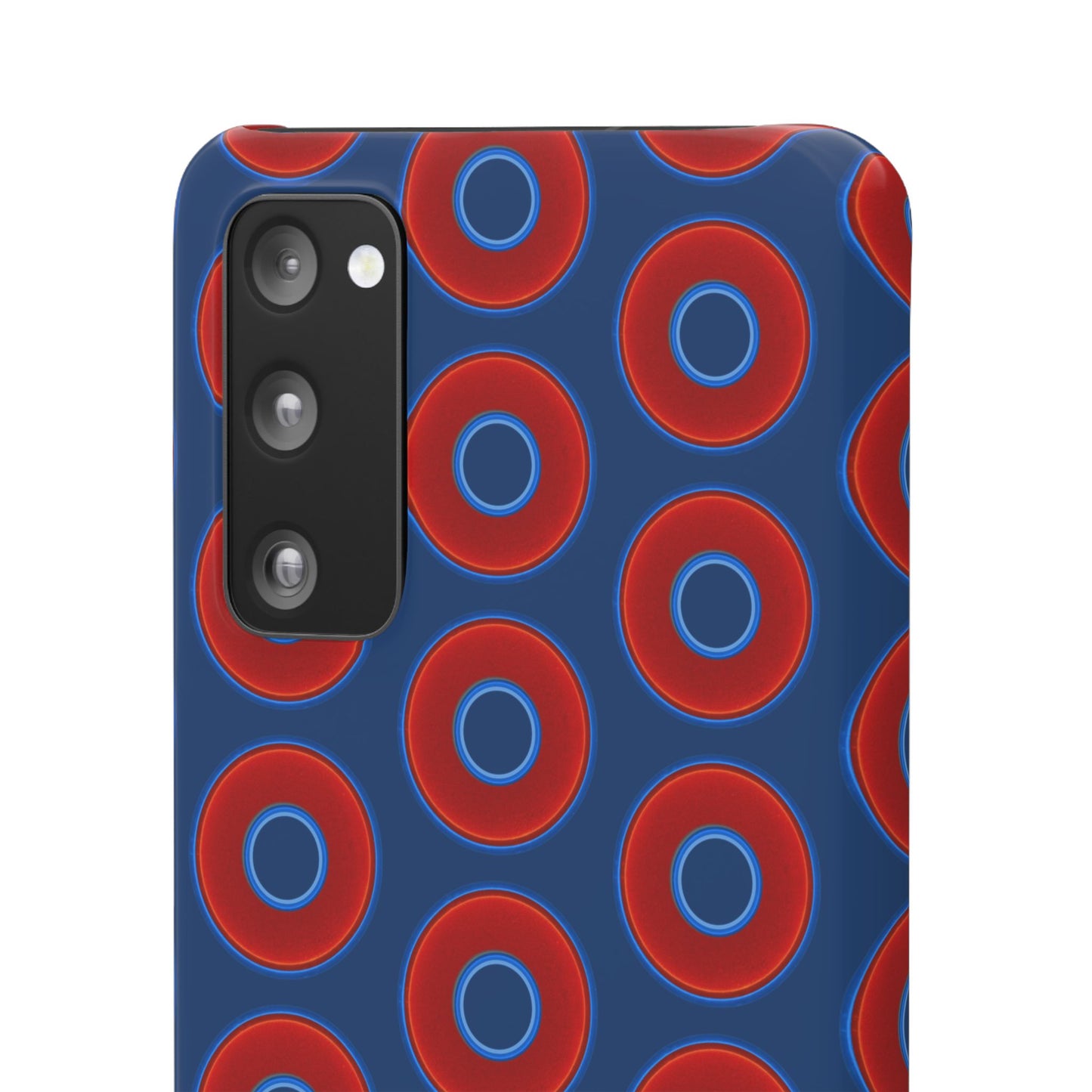 Lumpy Donut Snap Case - red vivid donut print w/Atlantic navy blue background