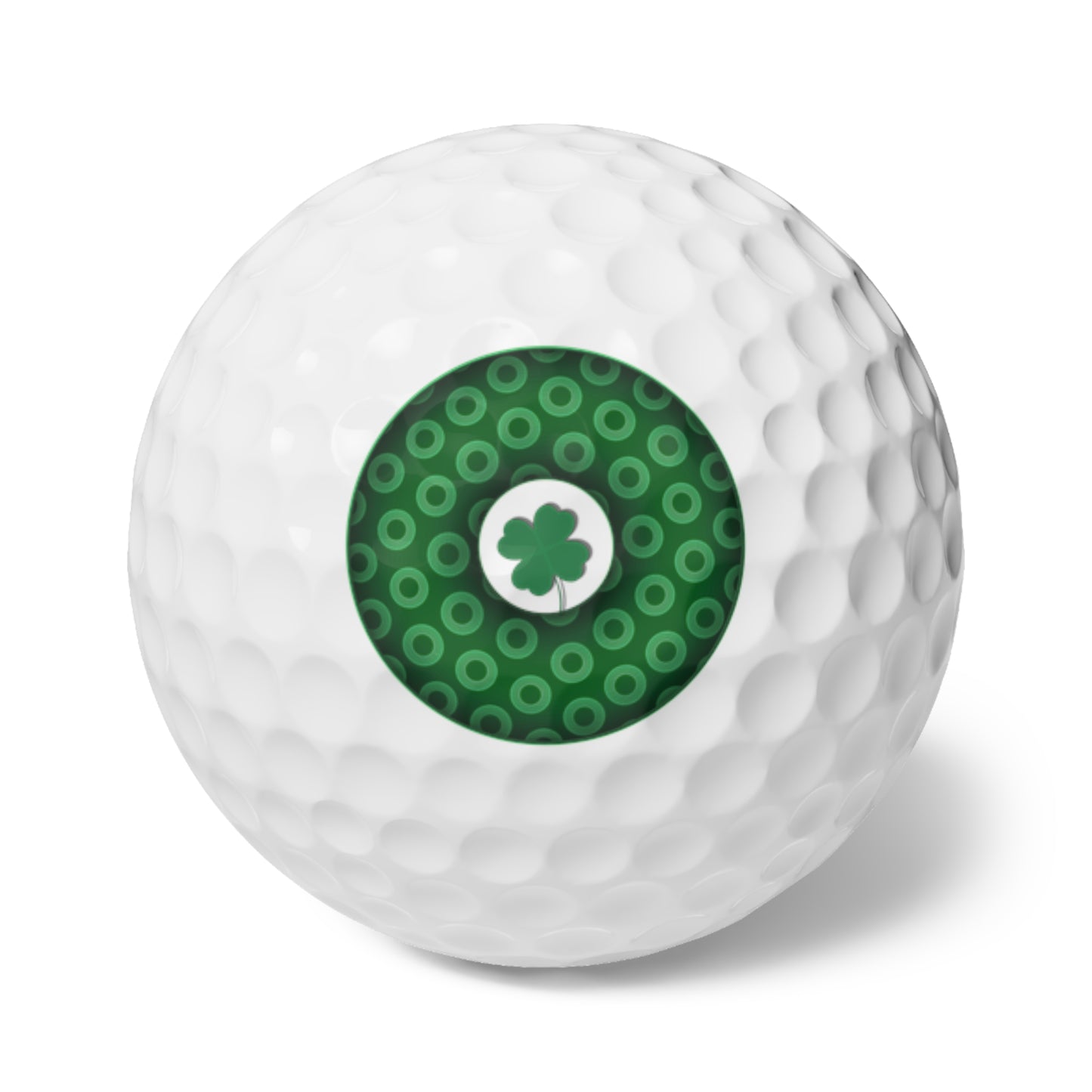 Lumpy Donut Golf Balls - 6-pack - "Patron Saint of Golf Balls" - green/light green caviar paradox donut - w/4-leaf clover - variant 1