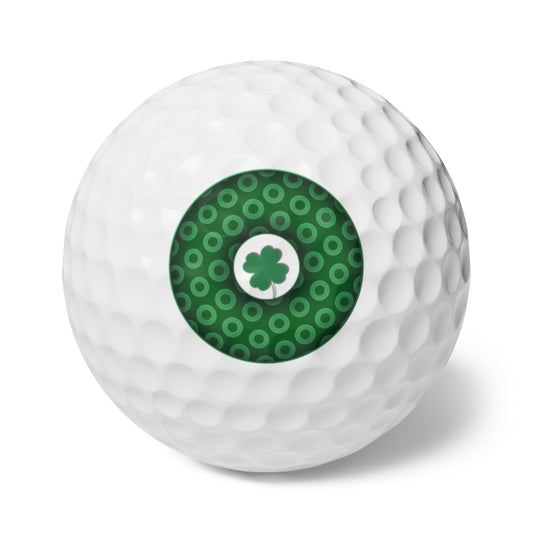 Lumpy Donut Golf Balls - 6-pack - "Patron Saint of Golf Balls" - green/light green caviar paradox donut - w/4-leaf clover - variant 1