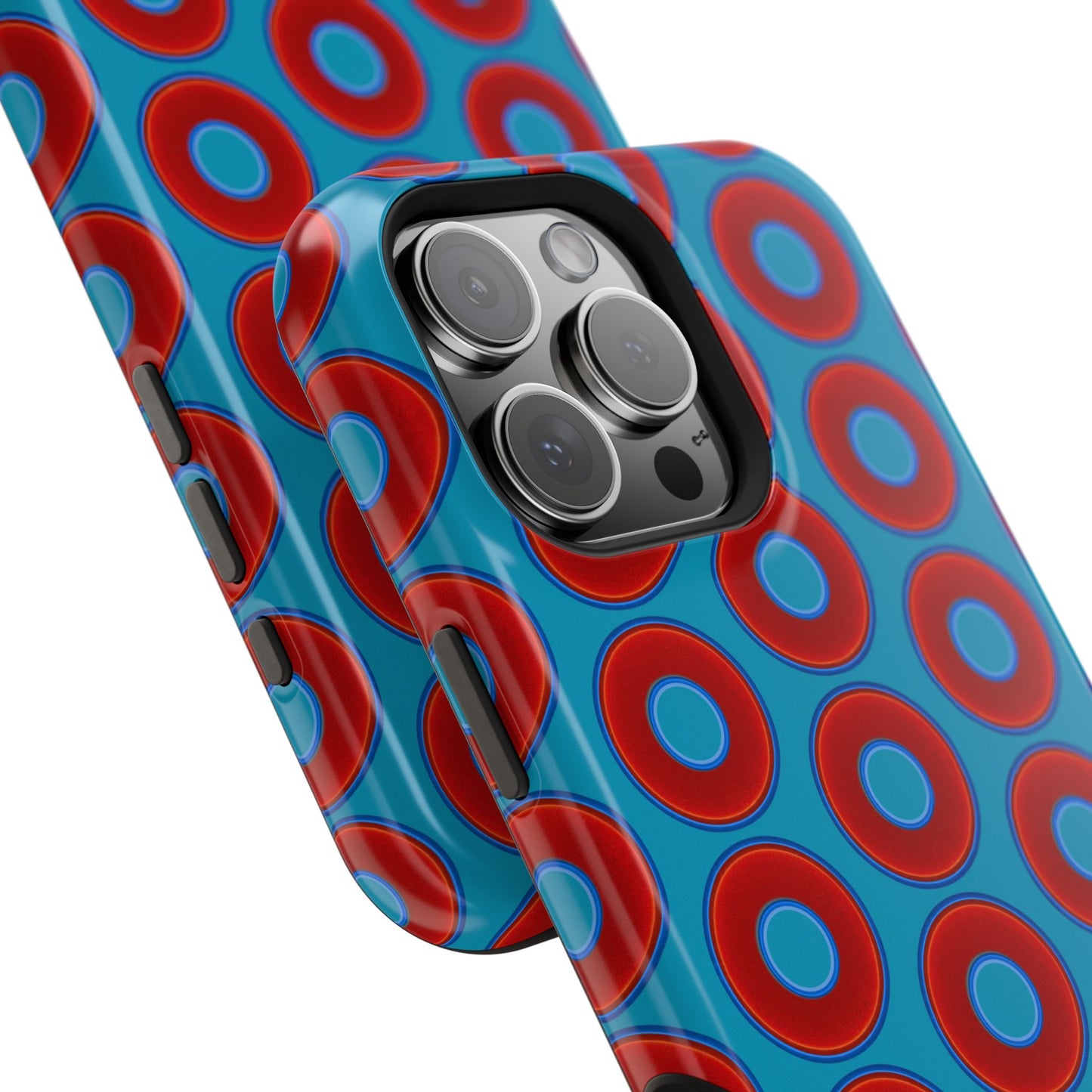 Magnetic Tough Donut Case - red vivid donut print w/aquamarine blue background