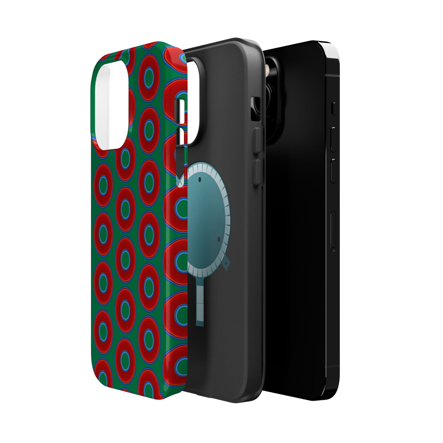 Magnetic Tough Donut Case - red vivid donut print w/green background