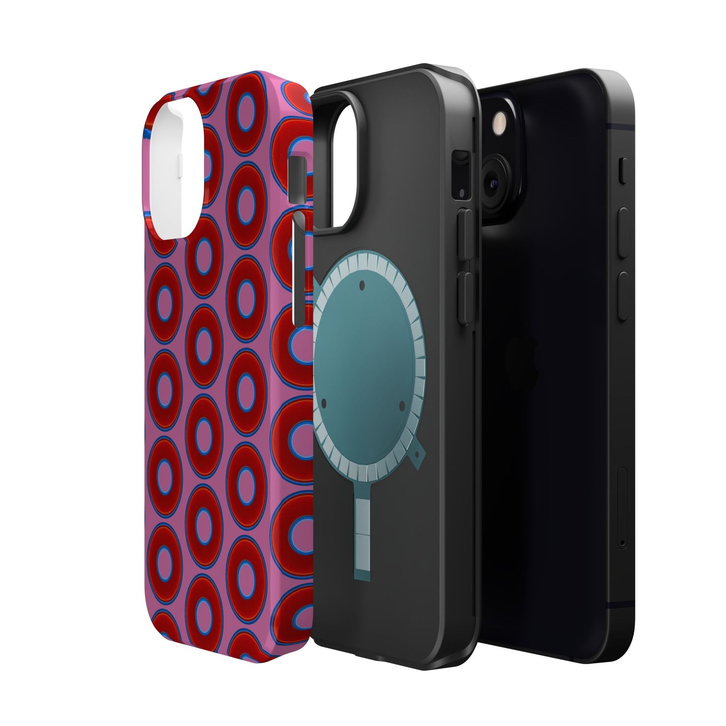 Magnetic Tough Donut Case - red vivid donut print w/pink background