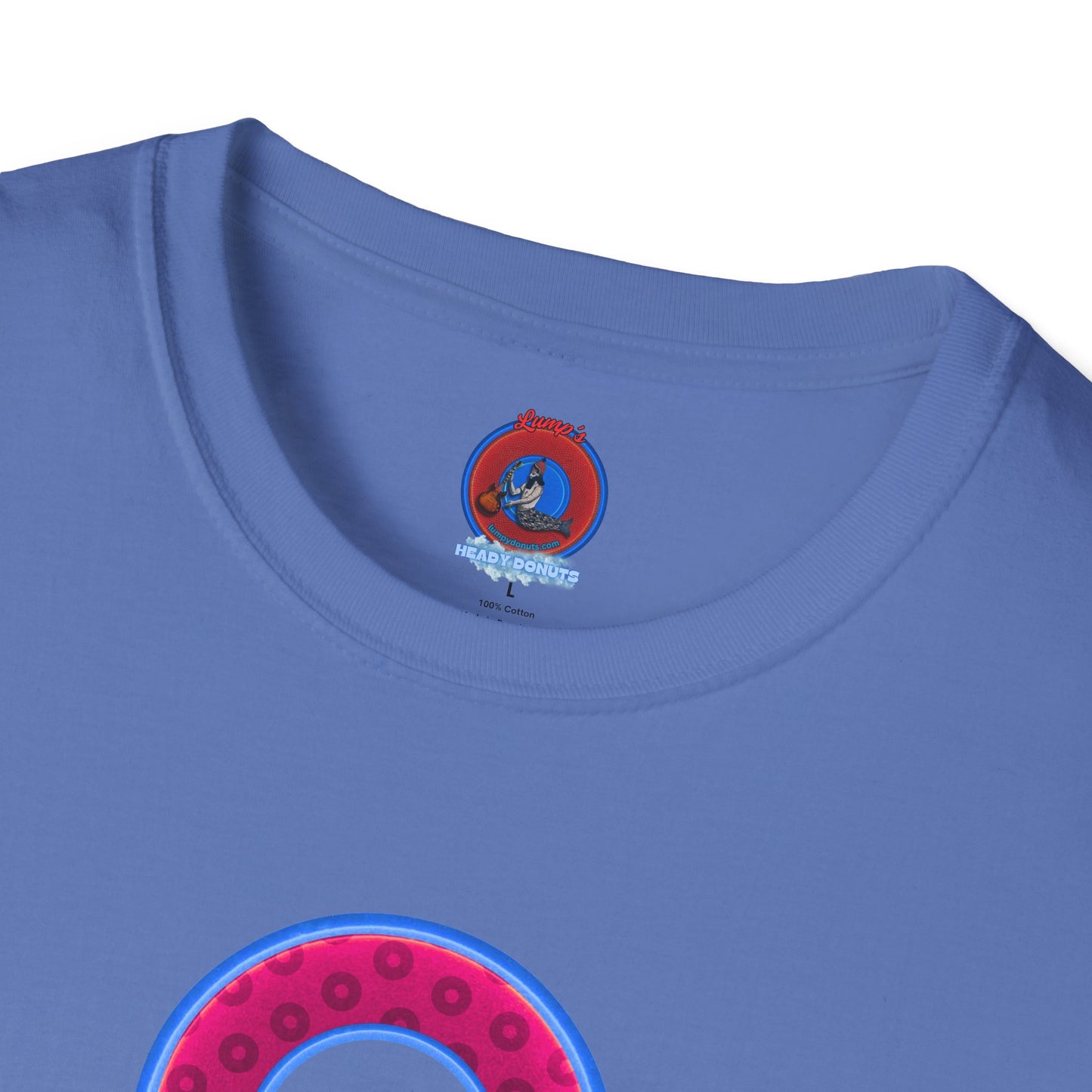 Plain Donuts/Unisex Soft-Style - "Plain Wide Mouthed Paradoxical Donuts" - bright magenta/light blue royal blue donuts