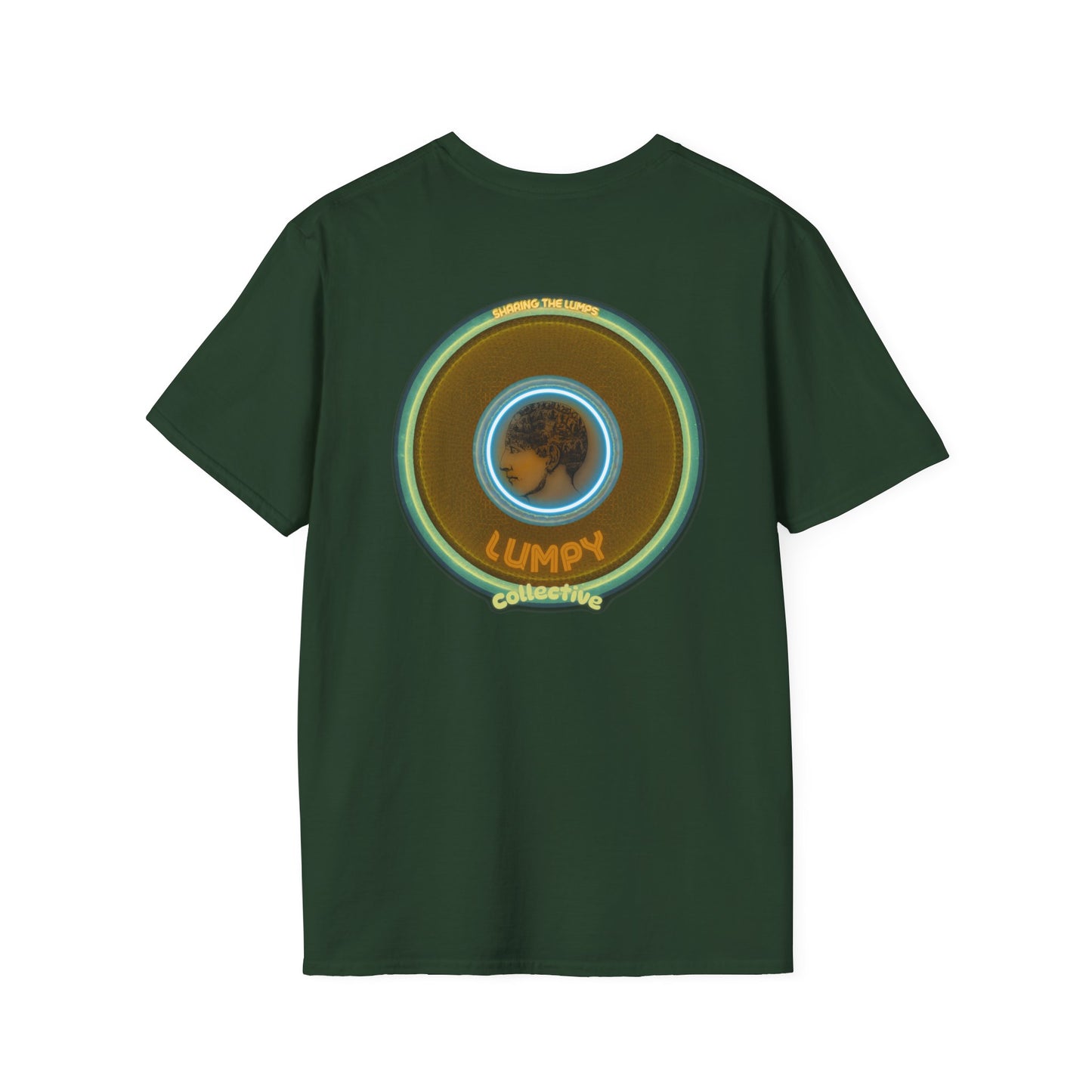 Classic Donut Tee - Unisex Soft-Style - "Lumpy Collective Donut" - bronze/green lumpy donut - variant 5