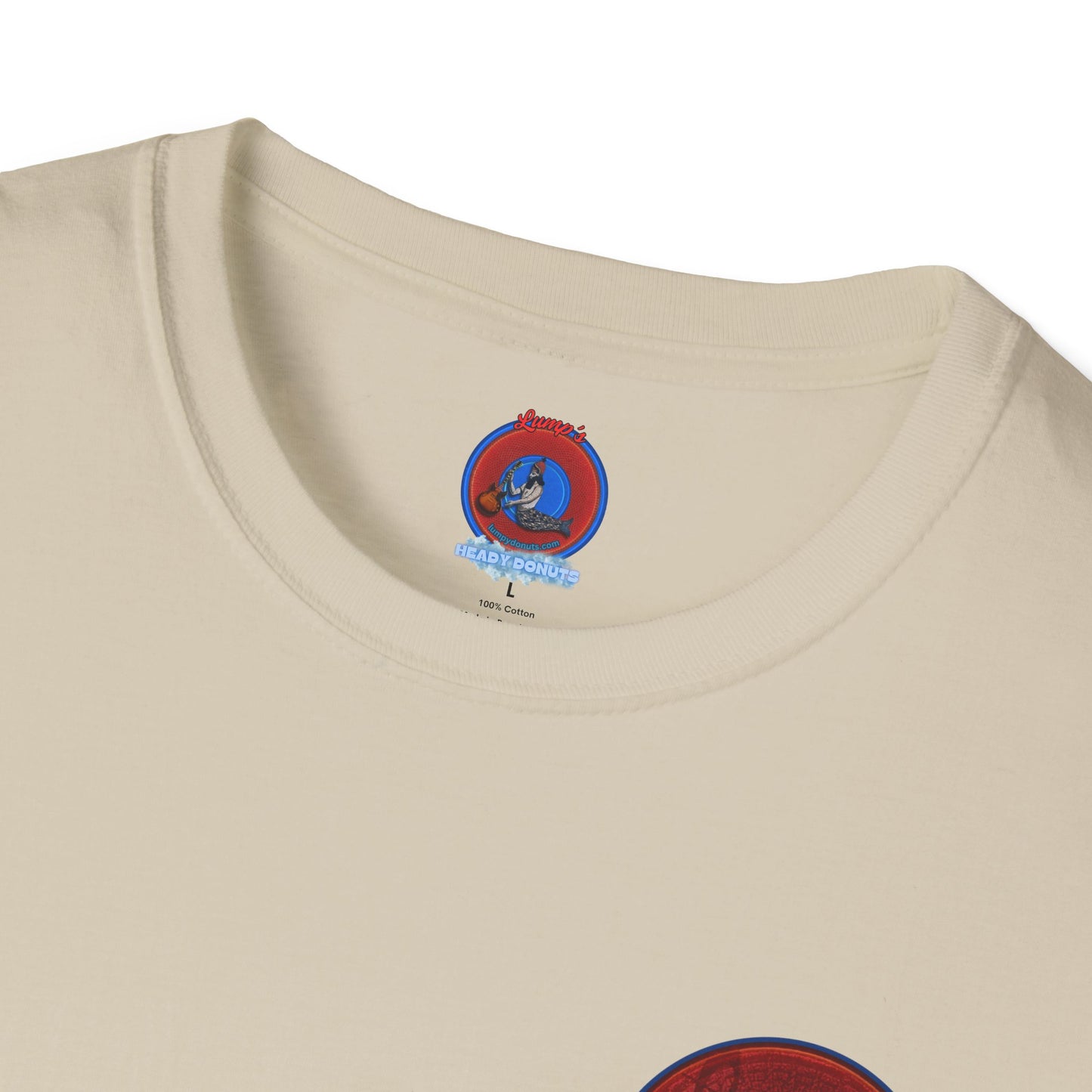 Classic Donut Tee - Unisex Soft-Style - "The Musically Gifted Donut" - red donut - series 1.0