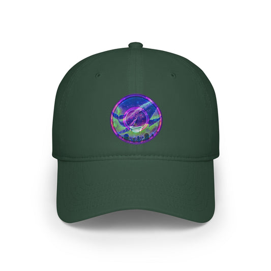 Lumpy Donut Baseball Cap - "Whale of a Good Donut Cap" - variant 2 - purple/green pic donut w/