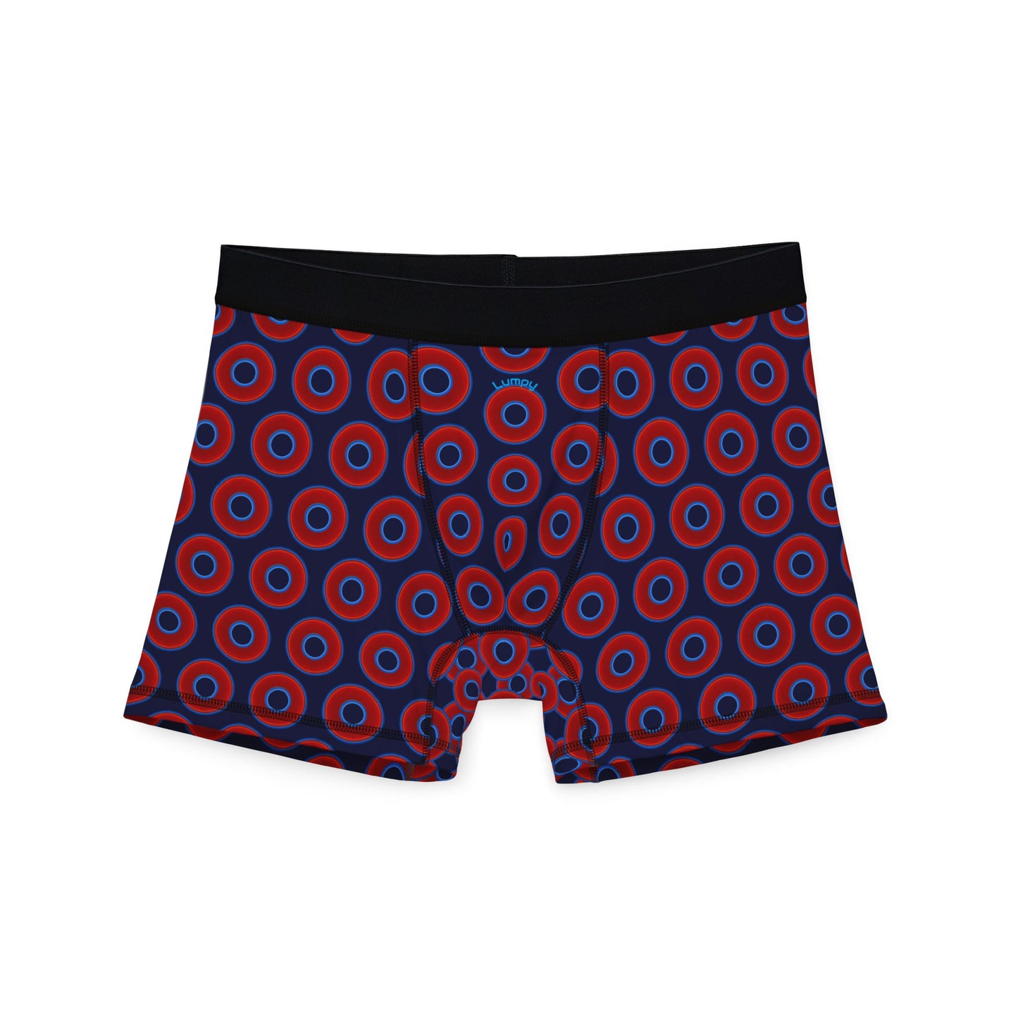 Men's Donut Boxers - red vivid donuts w/dark navy blue background