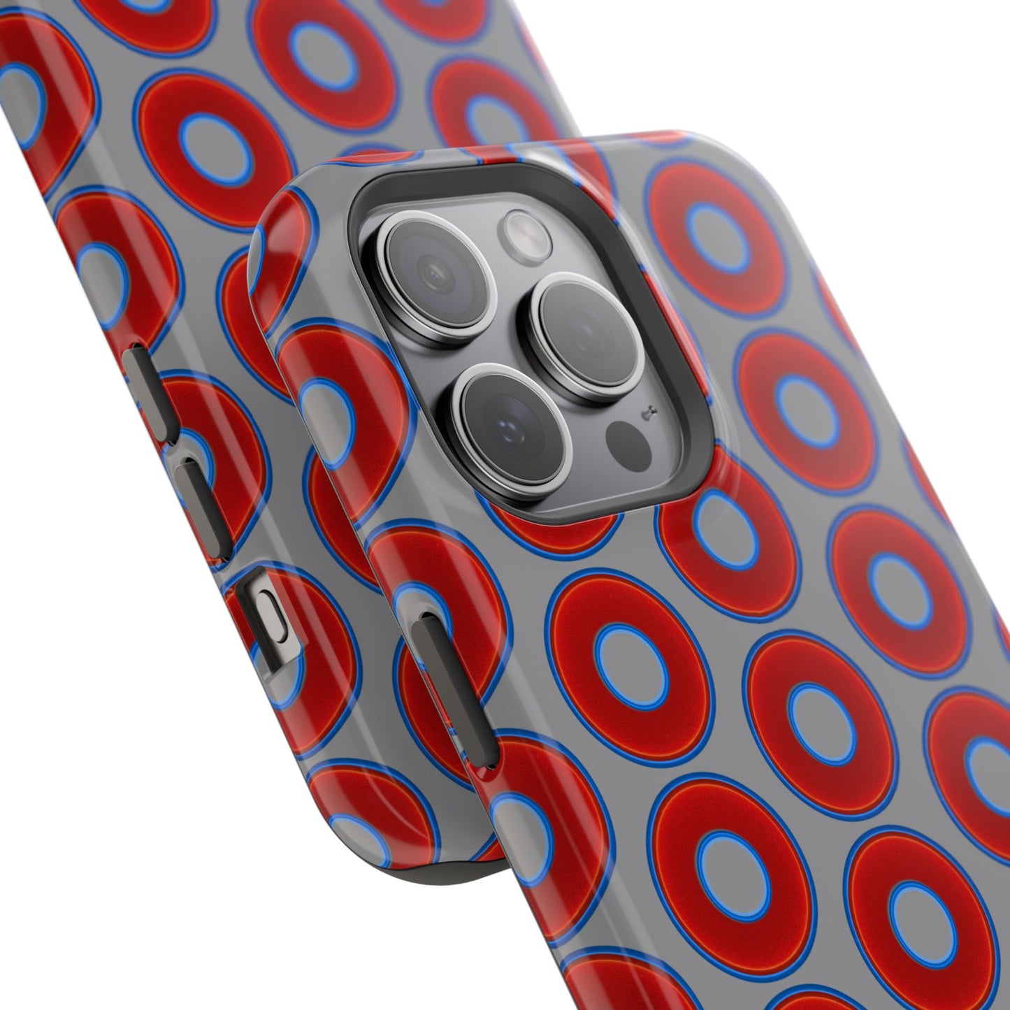Magnetic Tough Donut Case - red vivid donut print w/gray background