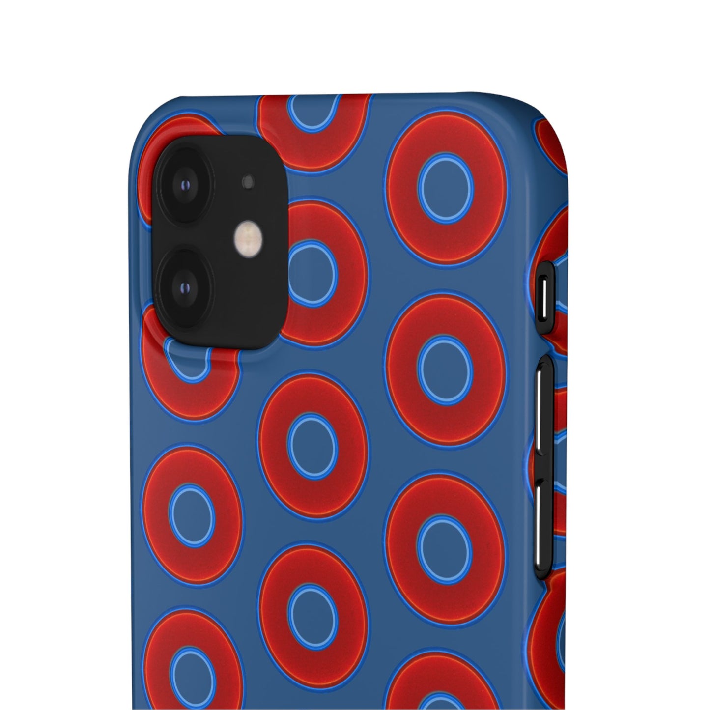 Lumpy Donut Snap Case - red vivid donut print w/light navy blue background