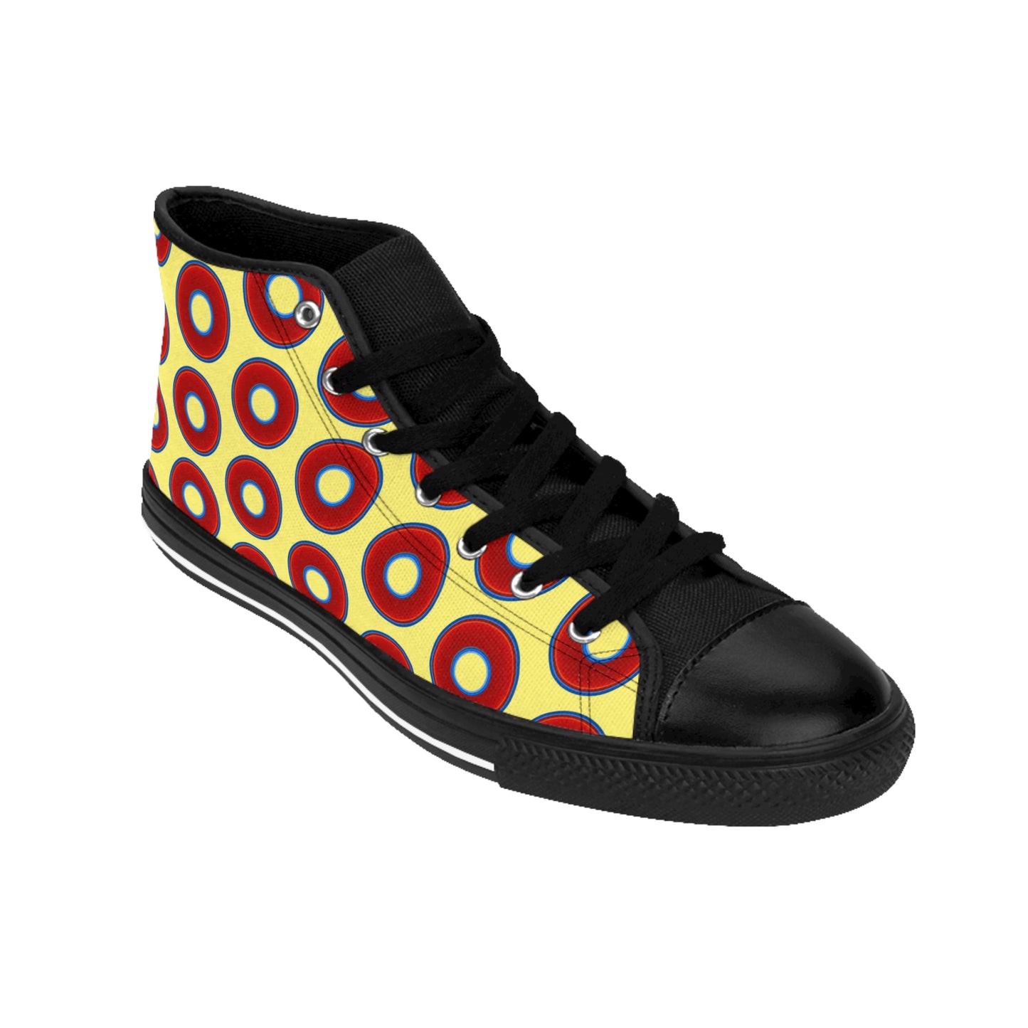 Cushiony Convectors - High Tops - red vivid donuts w/yellow background
