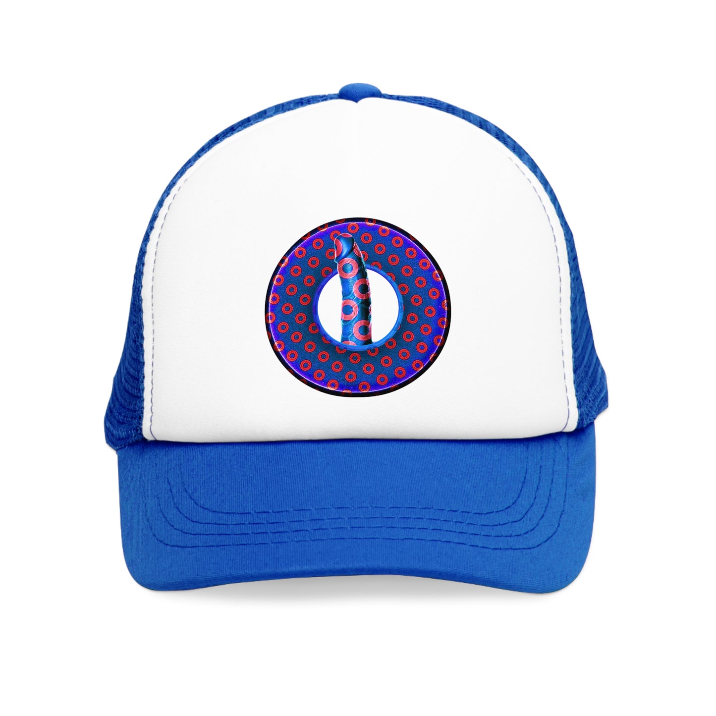 Lumpy Trucker Hat - "Dick's Phavorite Plavor" - variant 3 - paradoxical donut - red/blue