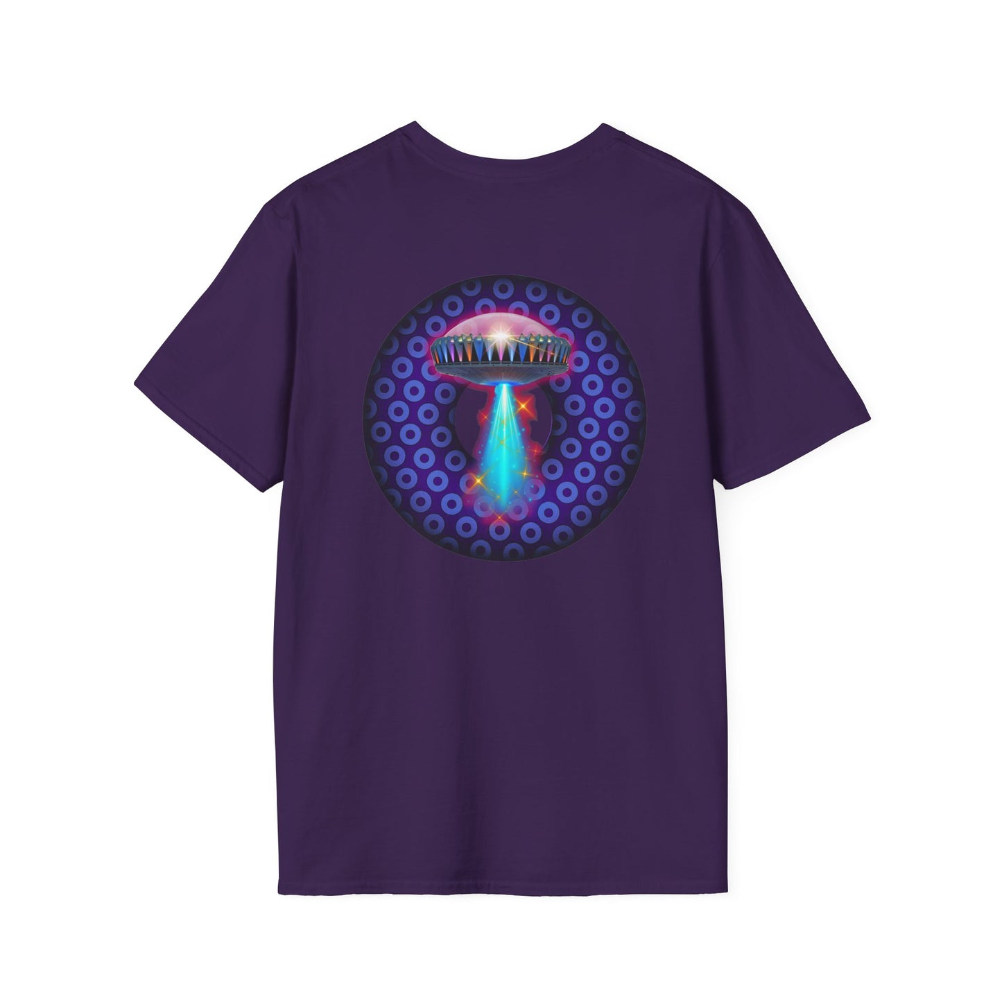 Classic Donut Tee - Unisex Soft-Style - "Donuts now Served on the Mothership" - series 1.0  - variant 5  - purple/violet paradoxical donut
