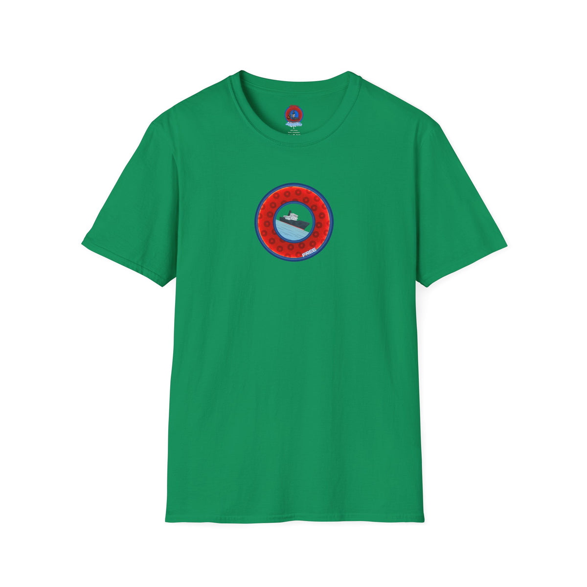 Classic Donut Tee - Unisex Soft-Style - "Phree Donut Sliders" - red/blue widemouthed paradox donut