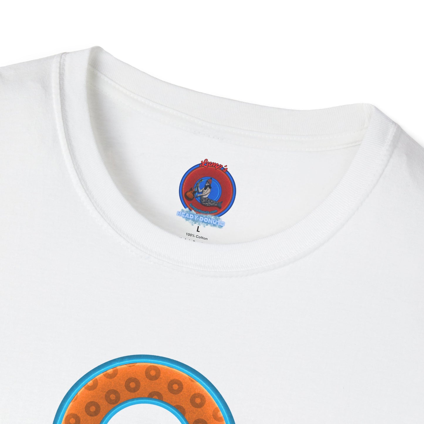 Plain Donuts/Unisex Soft-Style - "Plain Wide Mouthed Paradoxical Donuts" - orange/aquamarine blue donuts