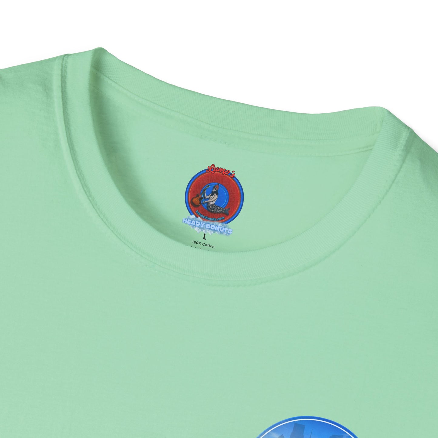 Classic Donut Tee - Unisex Soft-Style - "Philly Special: Still Loading Sand" - vivid blue  pic donut - variant 1