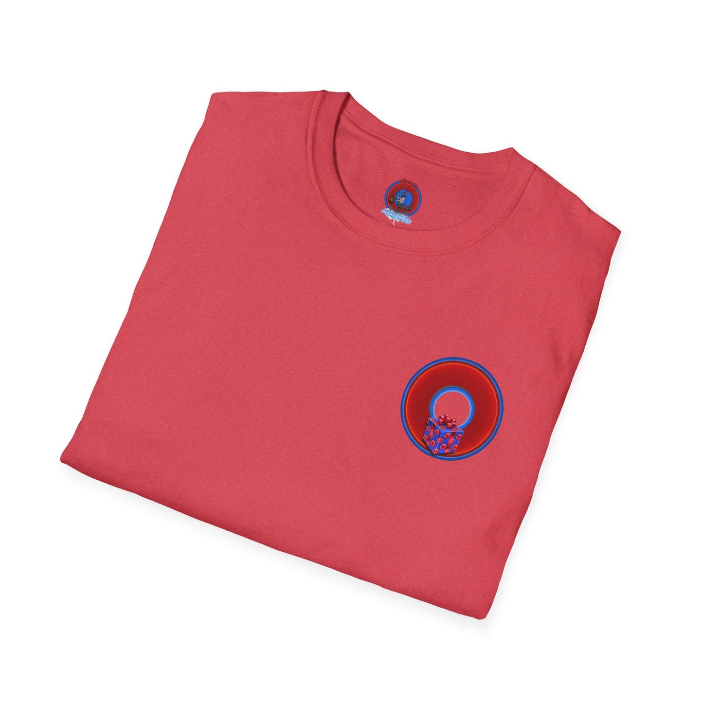 Classic Donut Tee - Unisex Soft-Style - "Phishmas Caroler's Tee " - vivid red/blue donut - variant 1