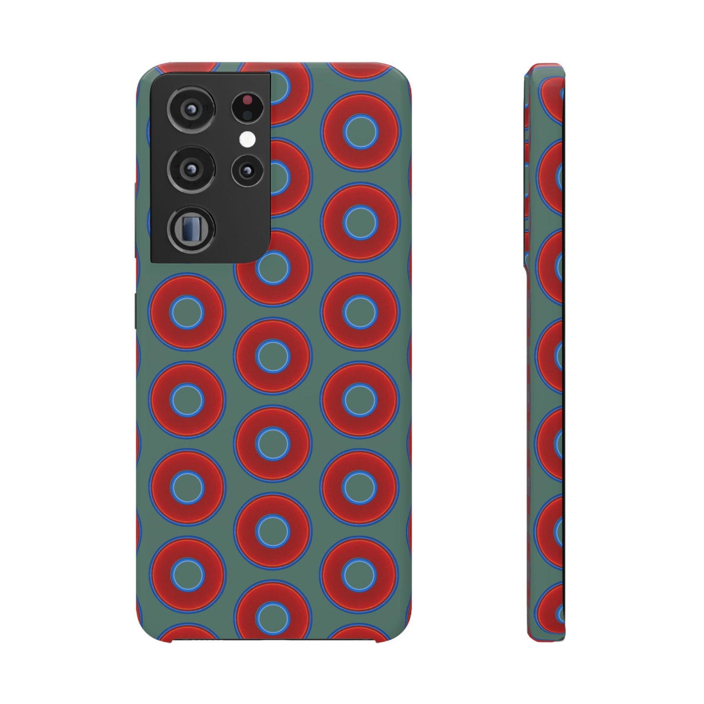 Lumpy Donut Snap Case - red vivid donut print w/Fenway green background