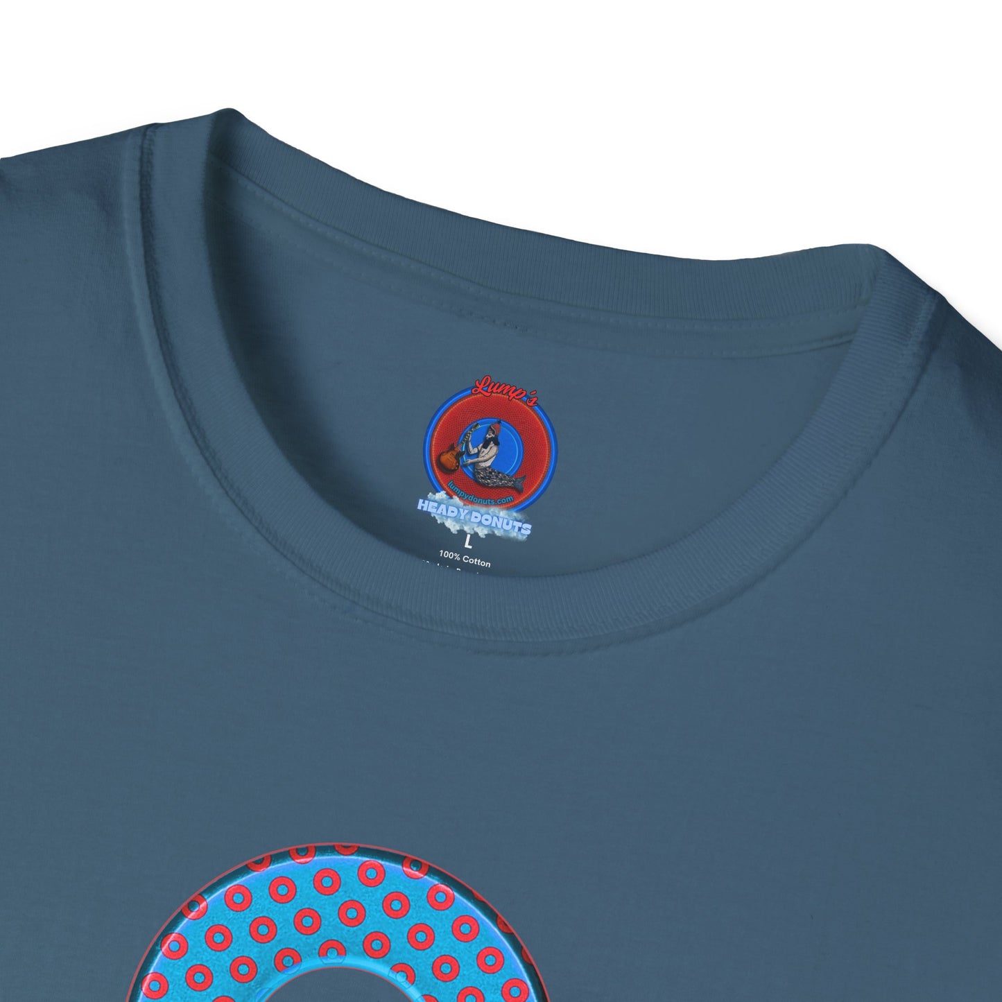 Plain Donuts/Unisex Soft-Style - "Plain Electric Paradoxical Donuts" - light blue/red donuts