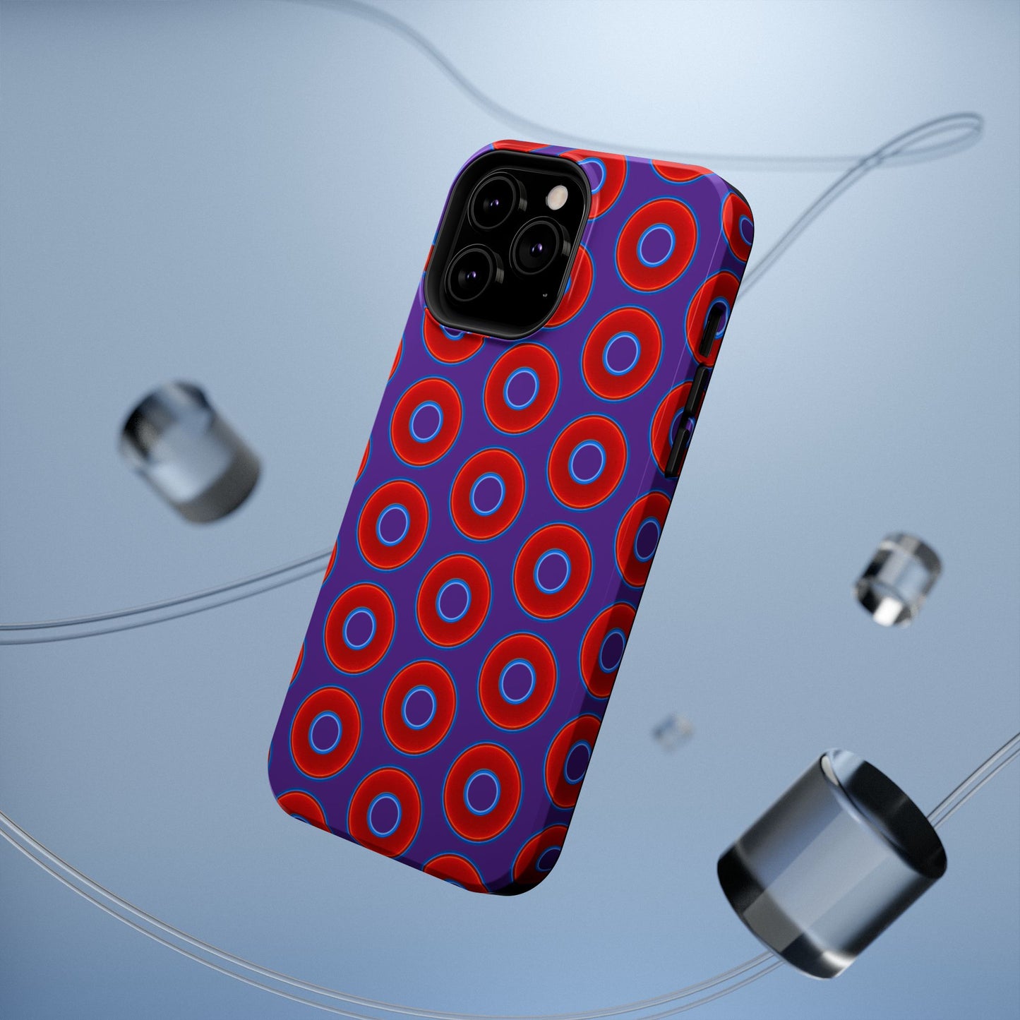 Impact-Resistant Lumpy Donut Case - red vivid donut print w/dark purple background
