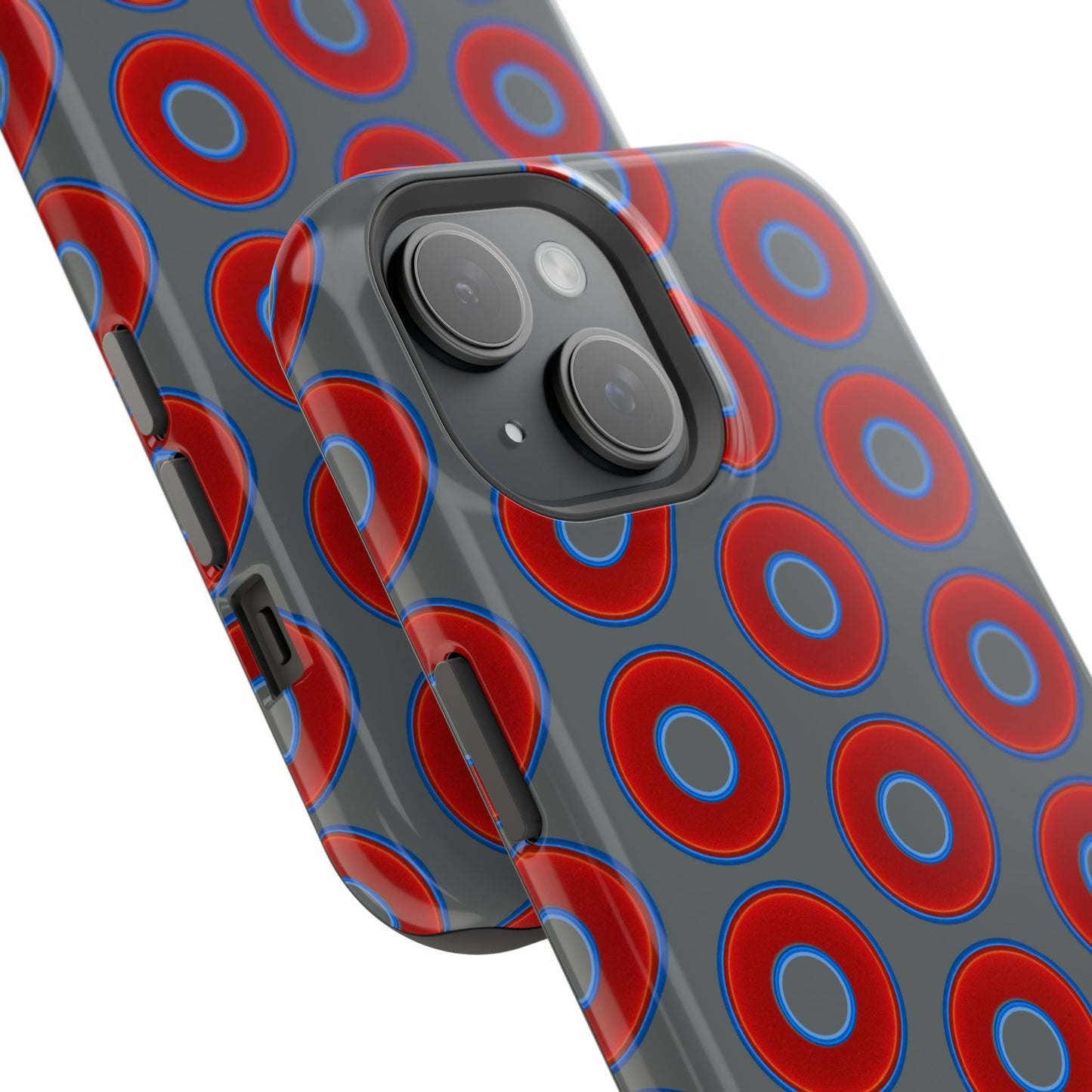 Impact-Resistant Lumpy Donut Case - red vivid donut print w/dark gray background