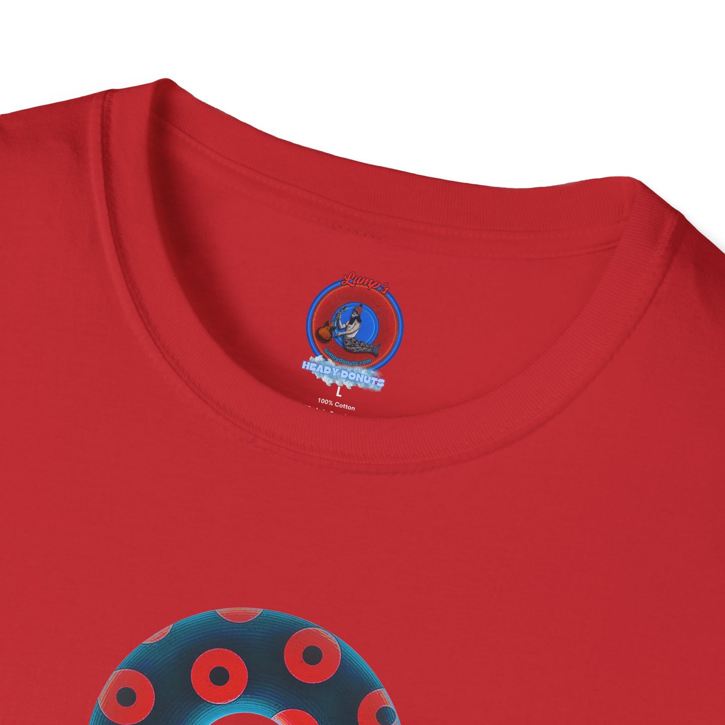Plain Donuts/Unisex Soft-Style - "Plain Blimpy Paradoxical Donuts" - steel blue/red donuts