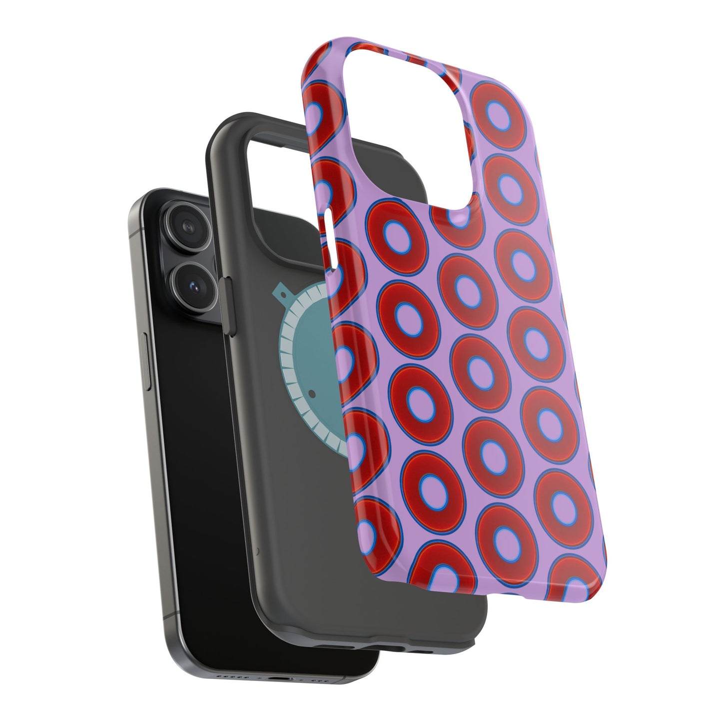 Magnetic Tough Donut Case - red vivid donut print w/wisteria purple background
