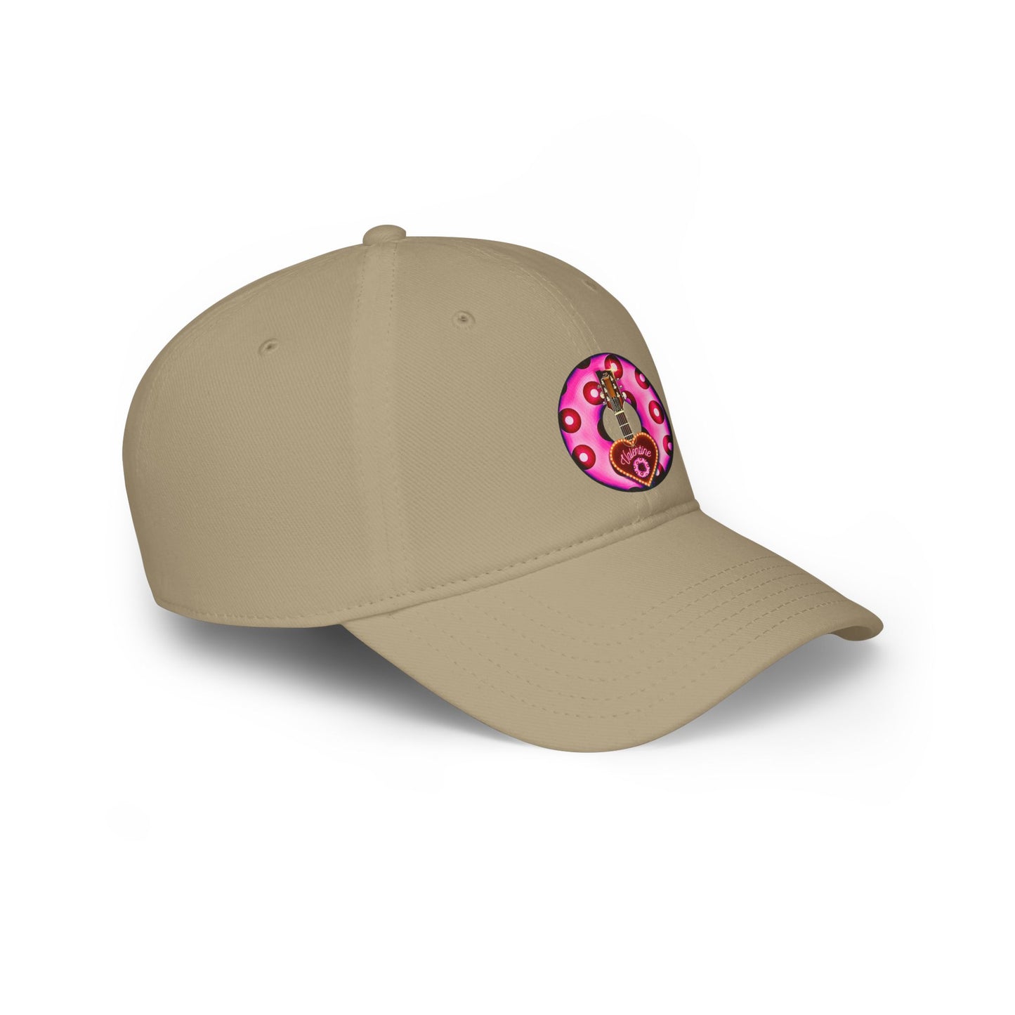 Lumpy Donut Baseball Cap - "Would You Be My Donut?" - paradoxical bright magenta/red blimpy donut w/ - variant 2