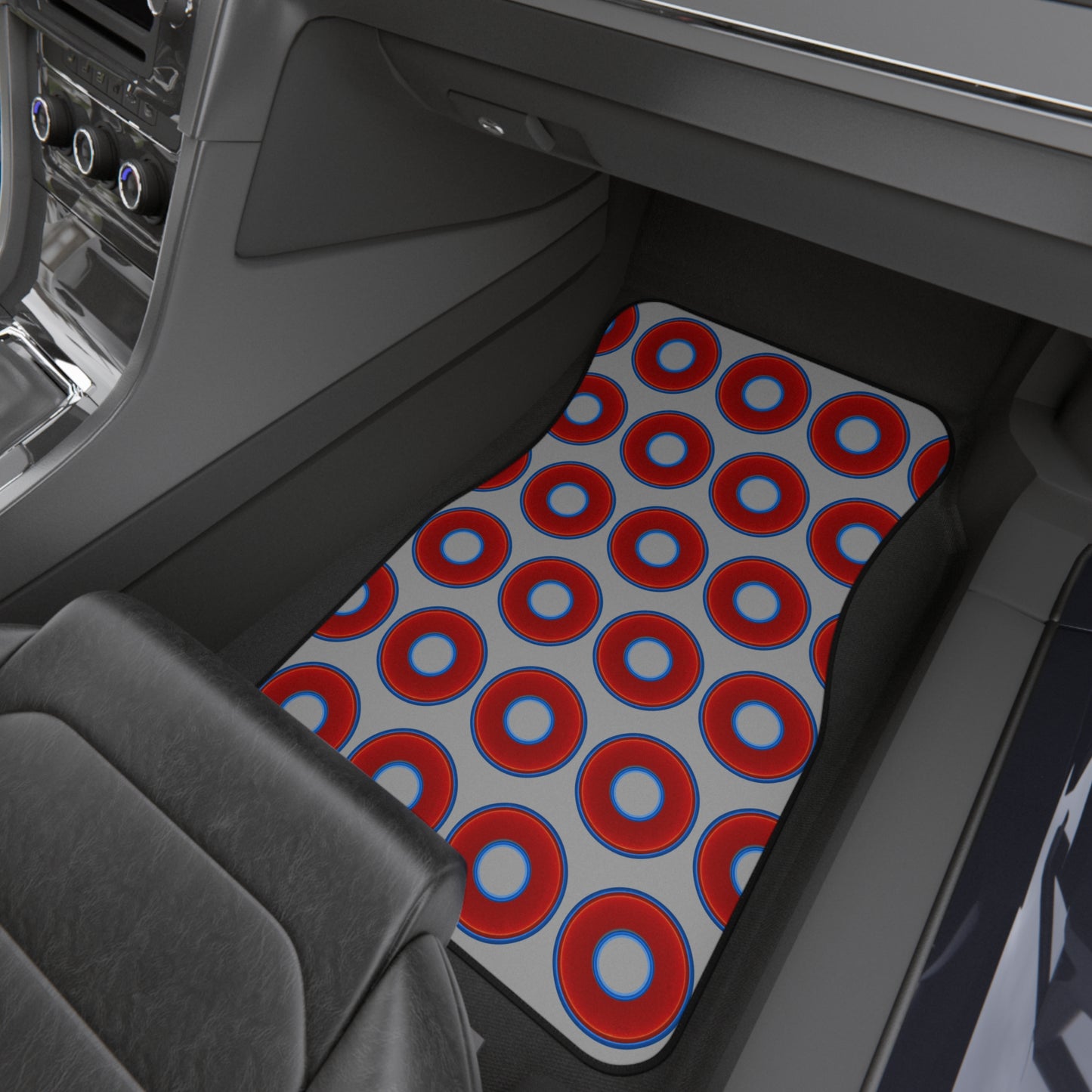 Contacted Car Mats - vivid donut print w/light gray background