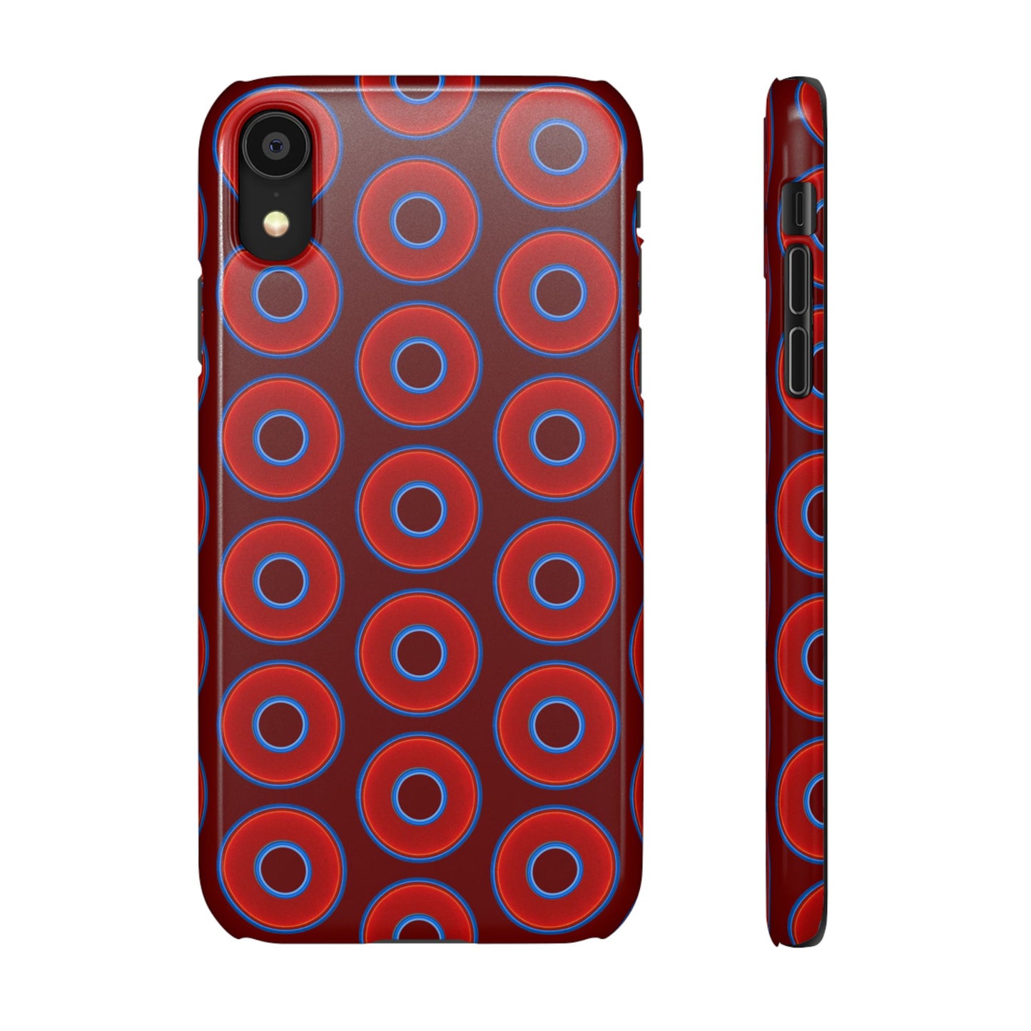 Lumpy Donut Snap Case - red vivid donut print w/dark red background