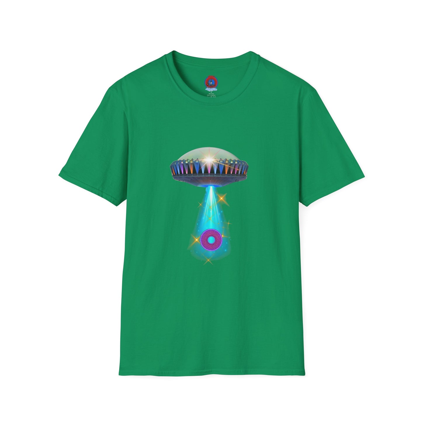 Classic Donut Tee - Unisex Soft-Style - "Donuts now Served on the Mothership" - series 1.0  - variant 6  - tractor-beamed donut