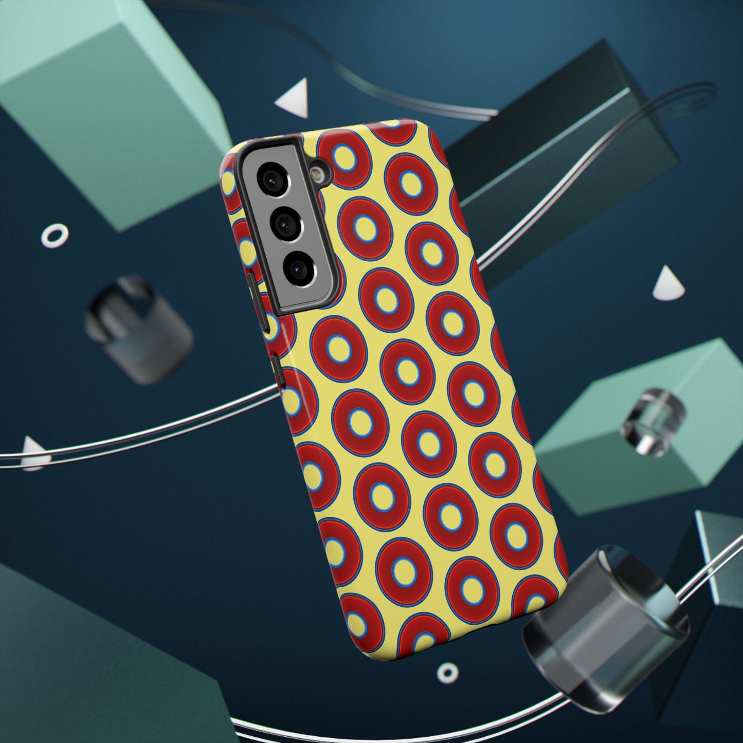 Impact-Resistant Lumpy Donut Case - red vivid donut print w/yellow background