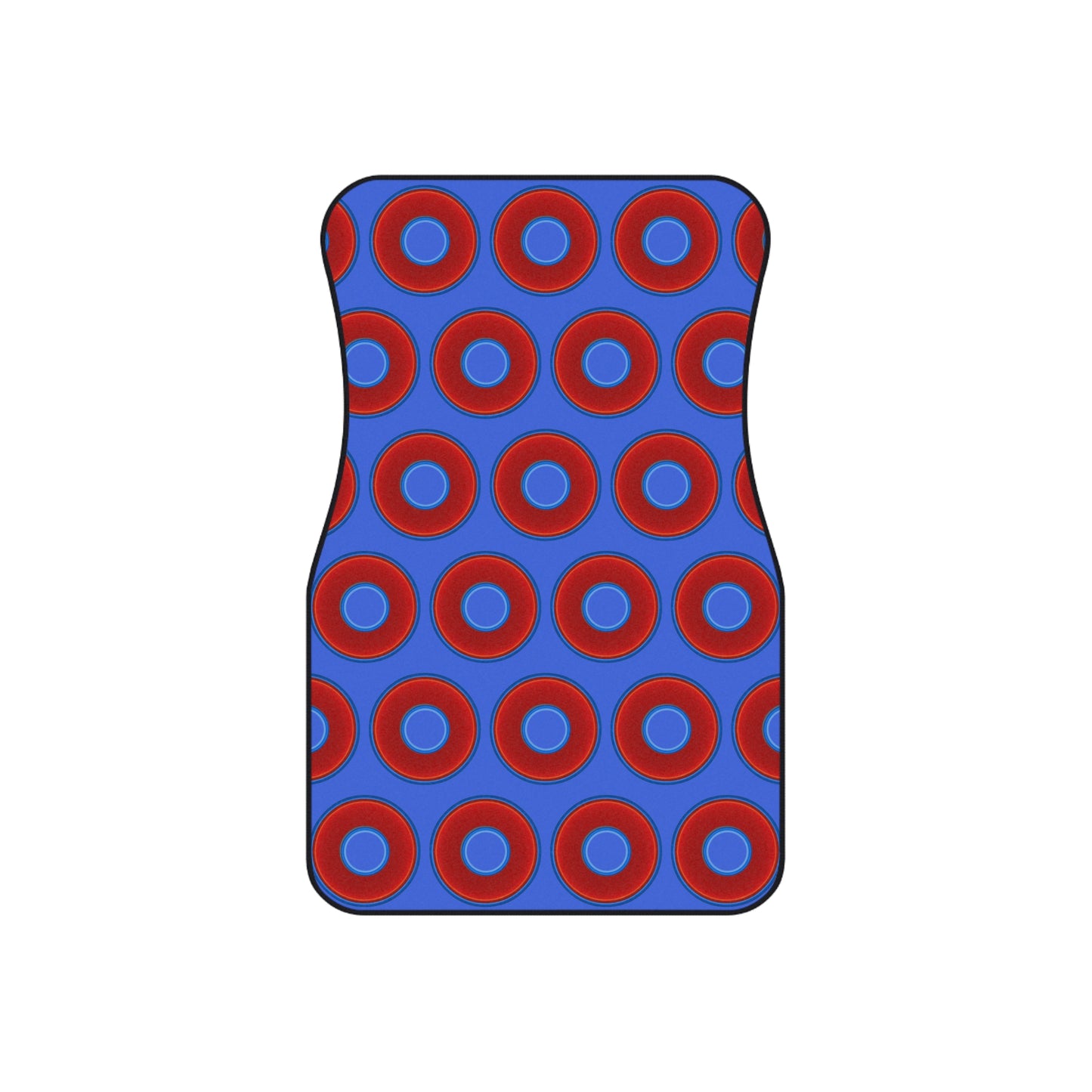 Contacted Car Mats - vivid donut print w/royal blue background