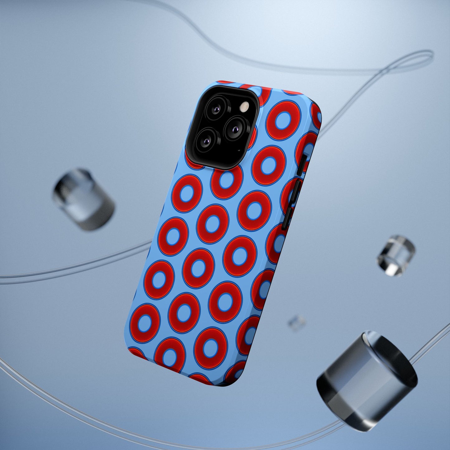 Impact-Resistant Lumpy Donut Case - red vivid donut print w/light blue background