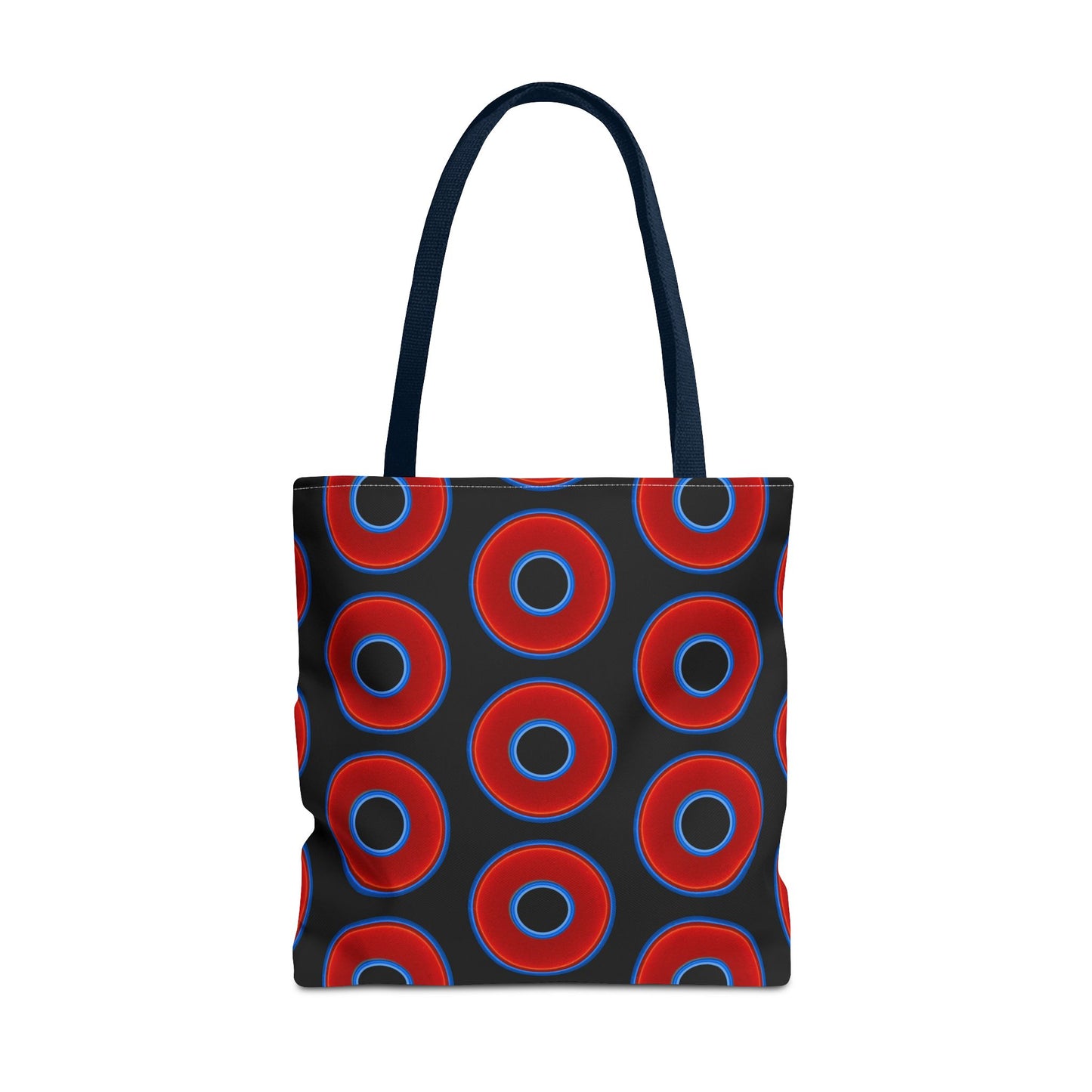 Lumpy Beach/Tote Bag - red vivid donuts w/black background
