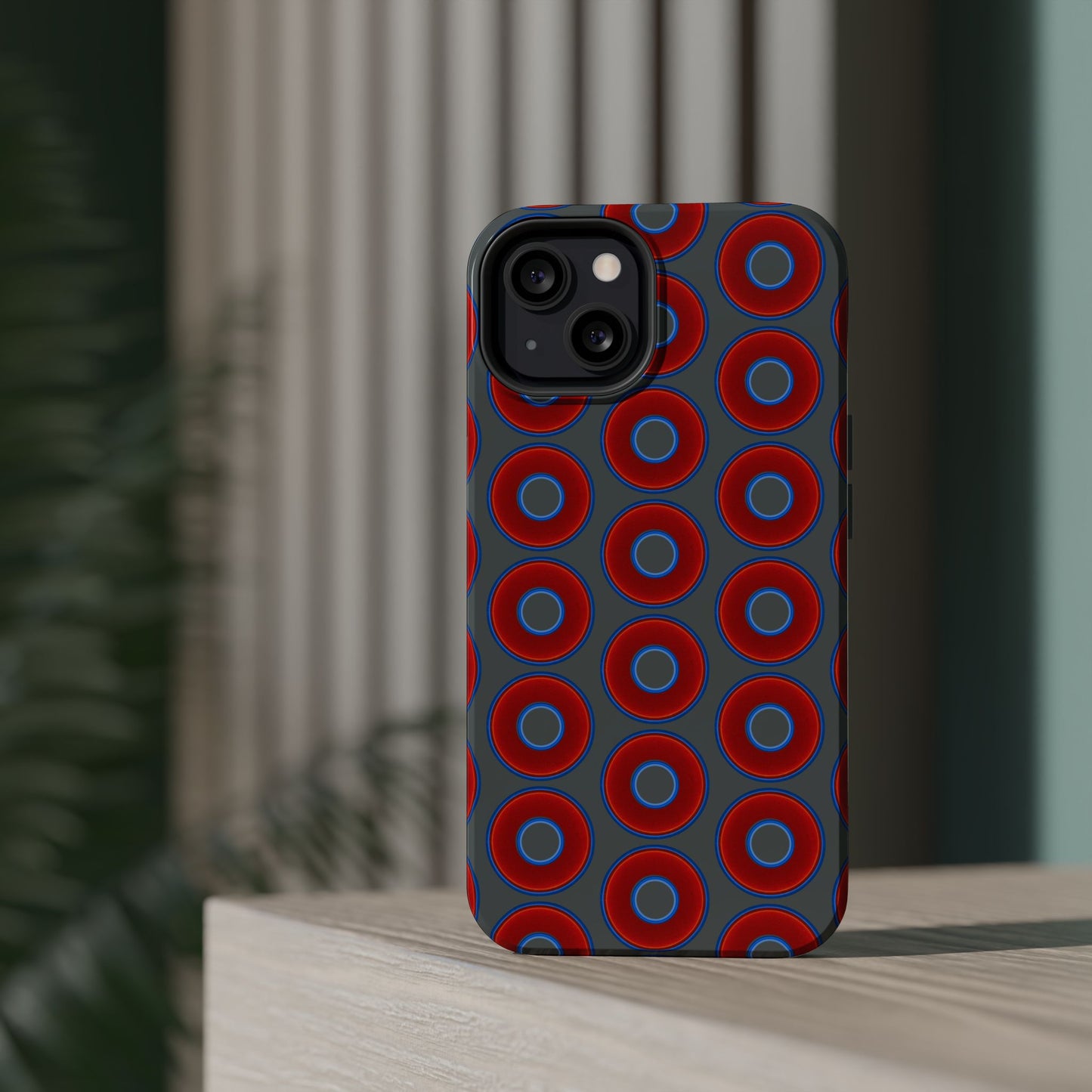 Magnetic Tough Donut Case - red vivid donut print w/dark gray background