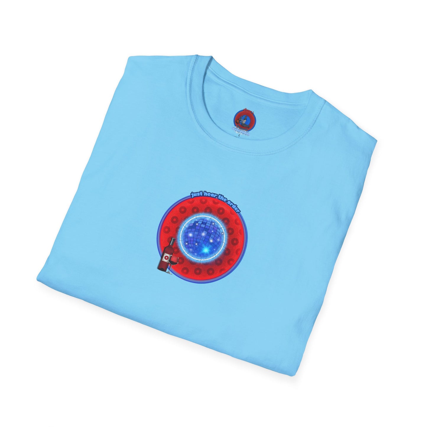 Classic Donut Tee - Unisex Soft-Style - "The Skipper's Donut" - red/blue paradoxical widemouthed donut - variant 1