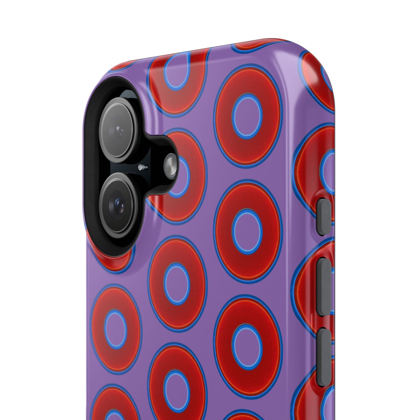Impact-Resistant Lumpy Donut Case - red vivid donut print w/light purple background