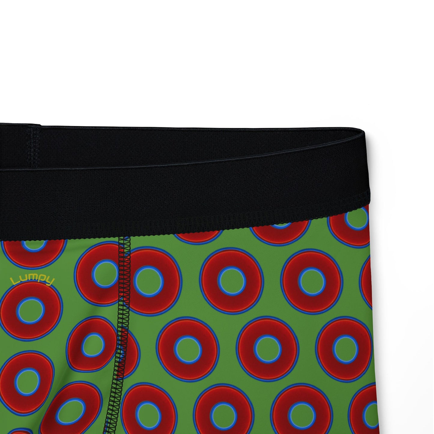 Men's Donut Boxers - red vivid donuts w/light green background