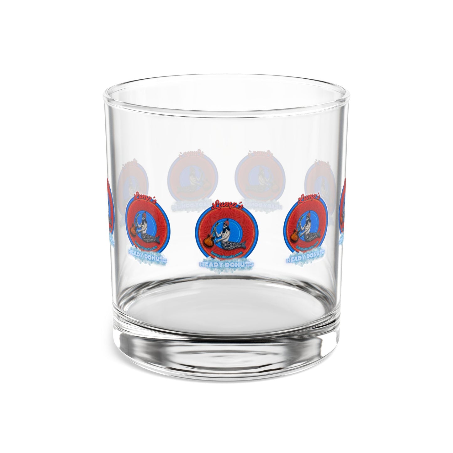 10oz Lumpy Rock Glass - "Lump's Heady Logo" - red/blue donuts