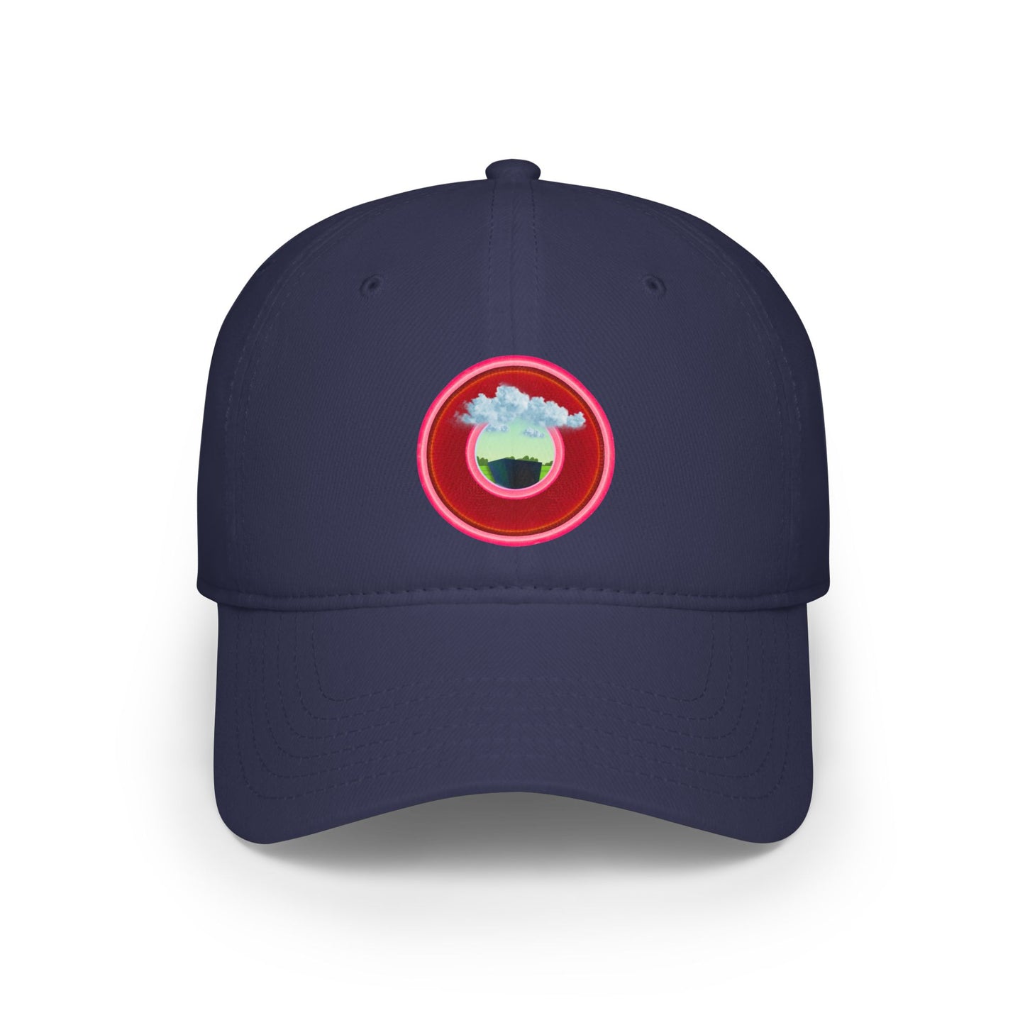 Lumpy Donut Baseball Cap - "Got Rhombus?" - variant 4 - rustic red donut w/