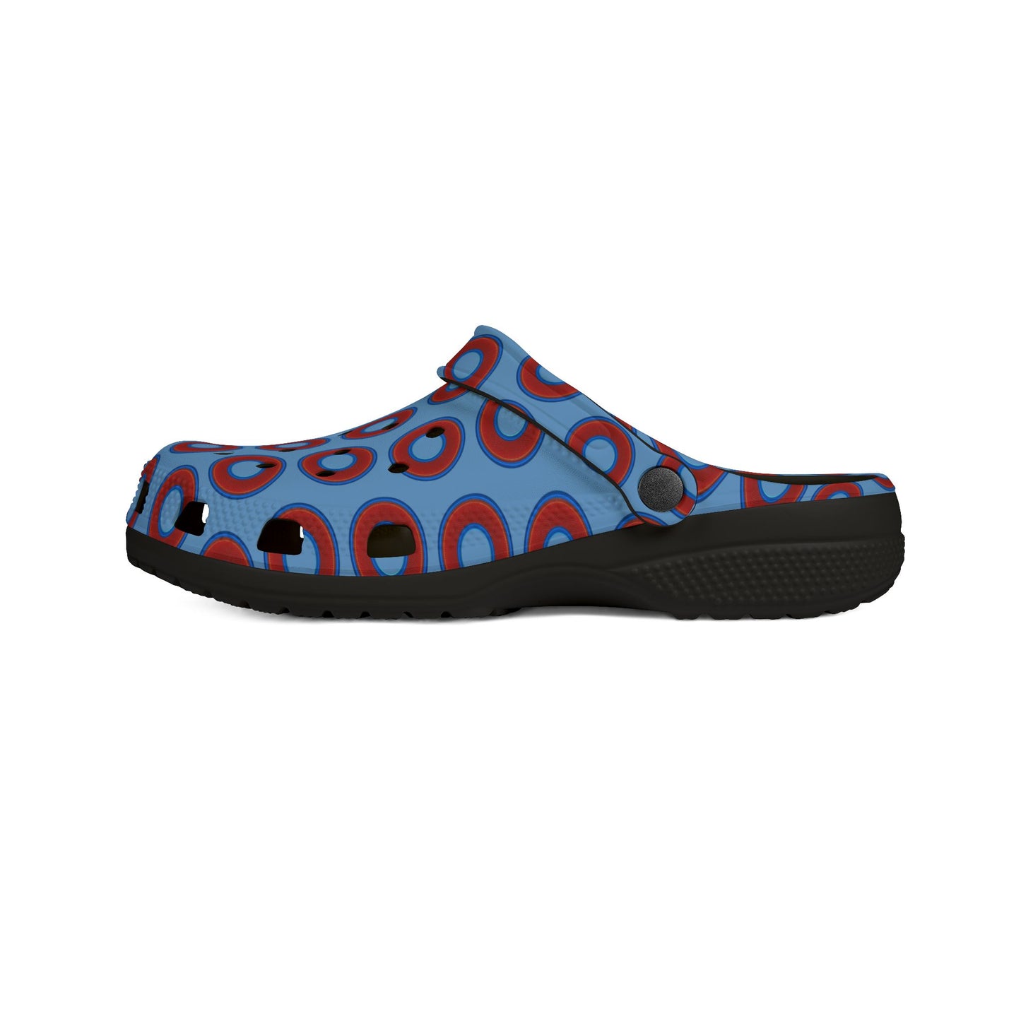 Spatchcocks - donut slip-on shoes - red rustic donuts w/light blue background [unisex]