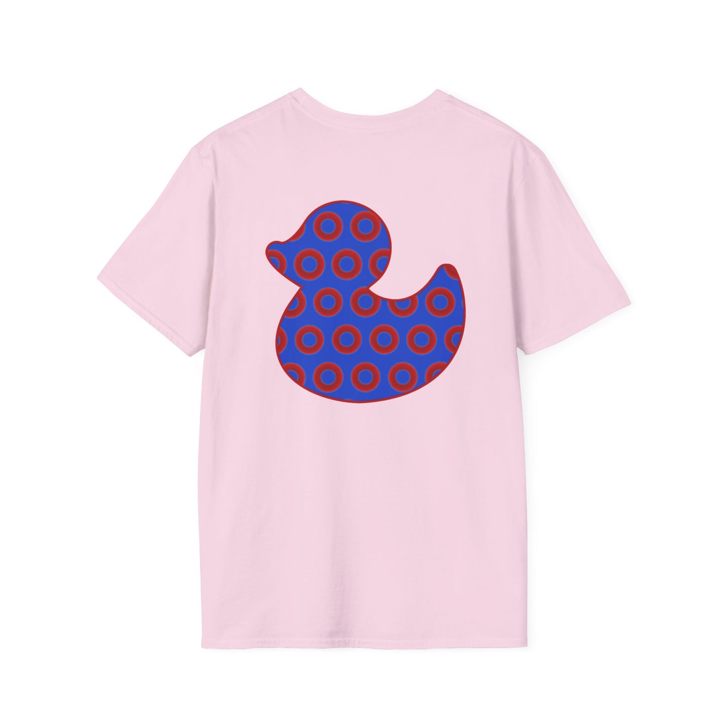 Classic Donut Tee - Unisex Soft-Style - "Rubber Ducky Bath Time Donut" - vivid red/blue donut pattern - variant 3