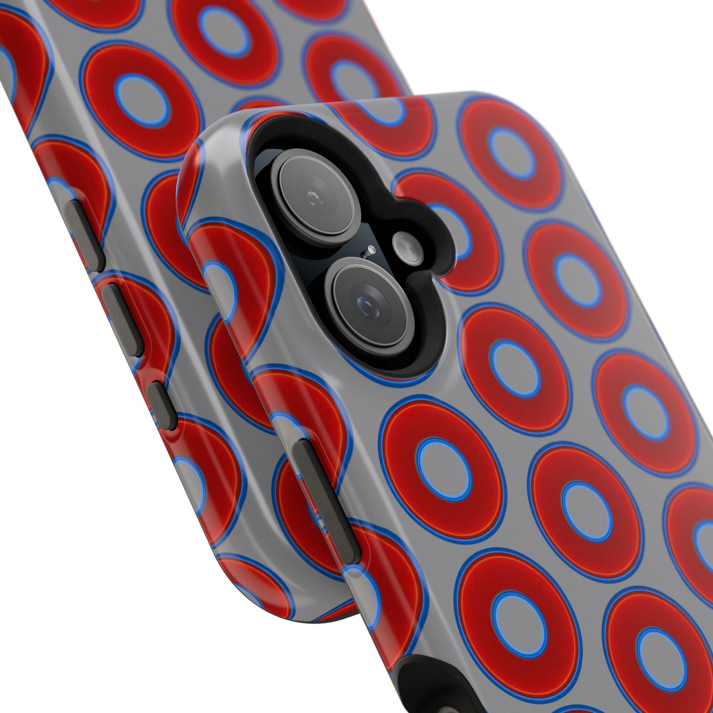 Magnetic Tough Donut Case - red vivid donut print w/gray background